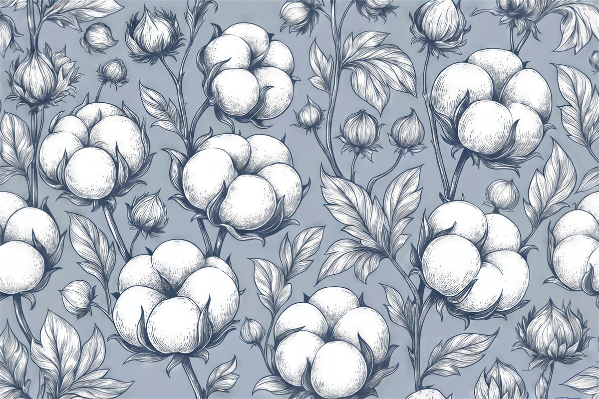 Fototapeta bawełniane kwiaty na błękitnym tle