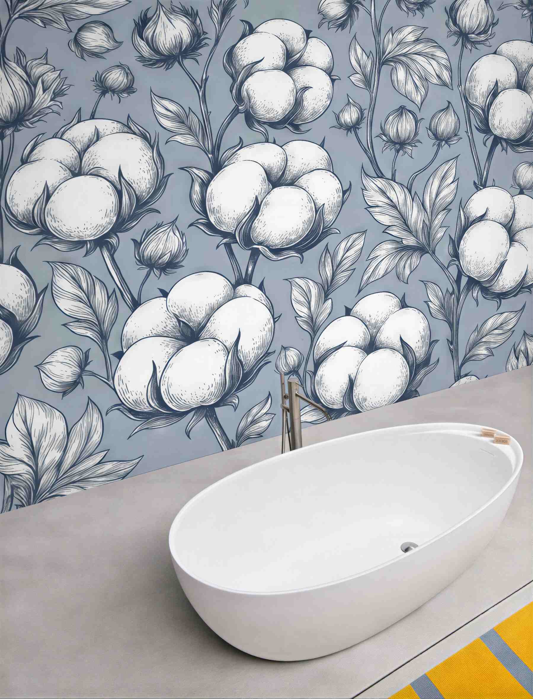 Fototapeta bawełniane kwiaty na błękitnym tle