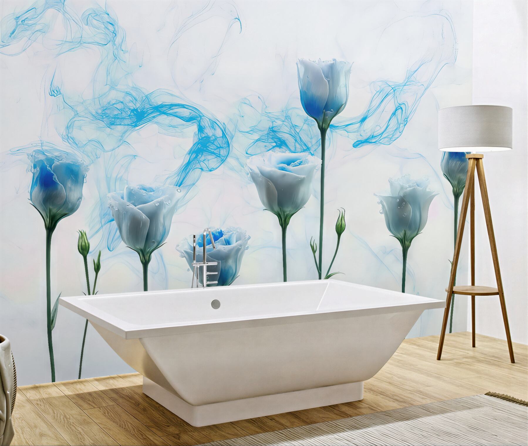 Fototapeta błękitne kwiaty w lekkiej abstrakcji