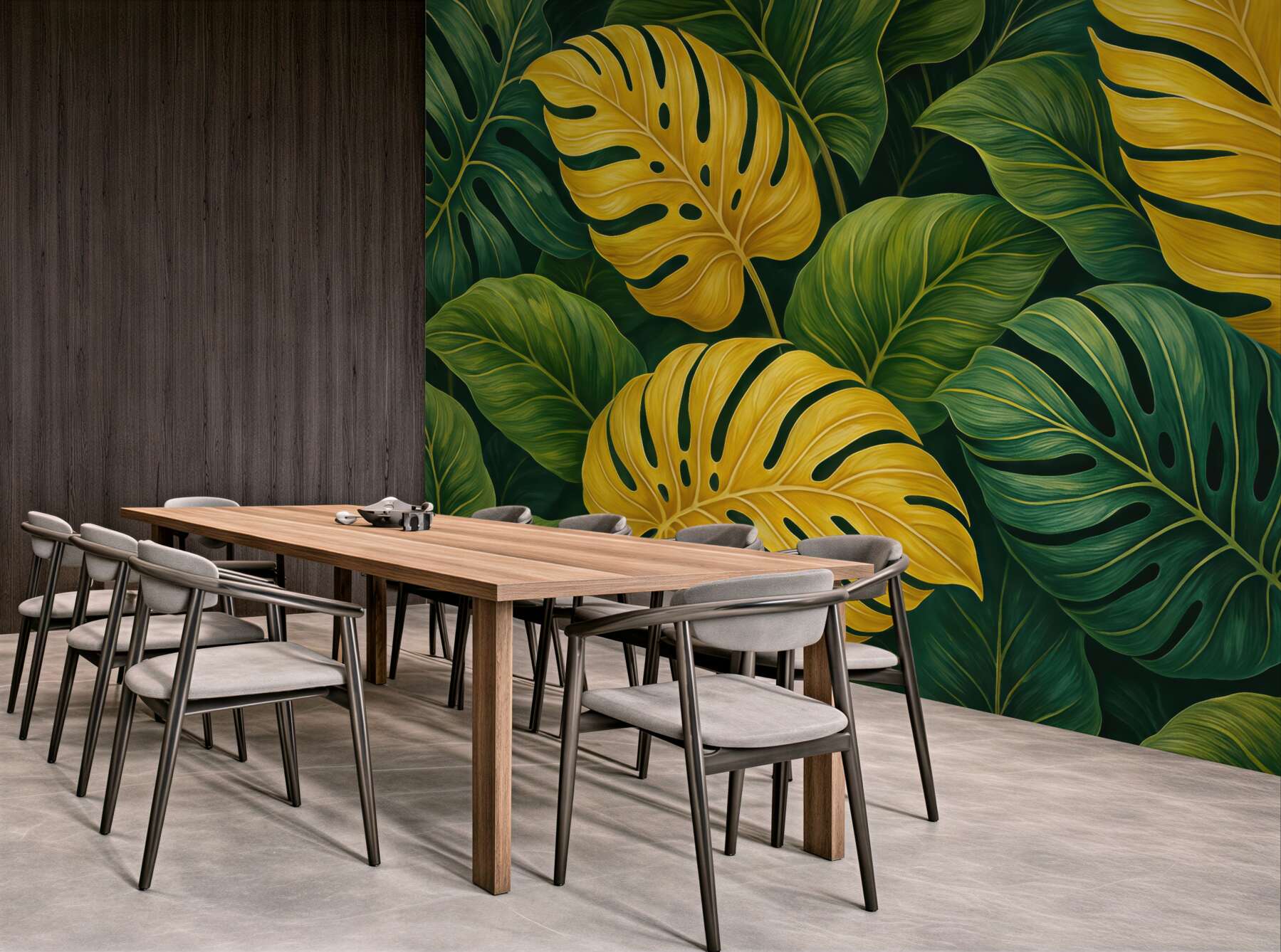 Fototapeta Tropikalne zielone i żółte liście.