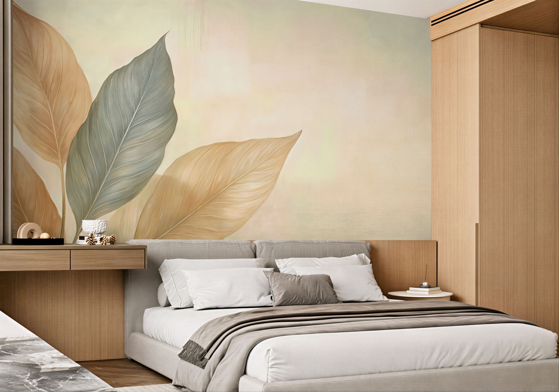 Fototapeta subtelne liście w pastelowym świetle