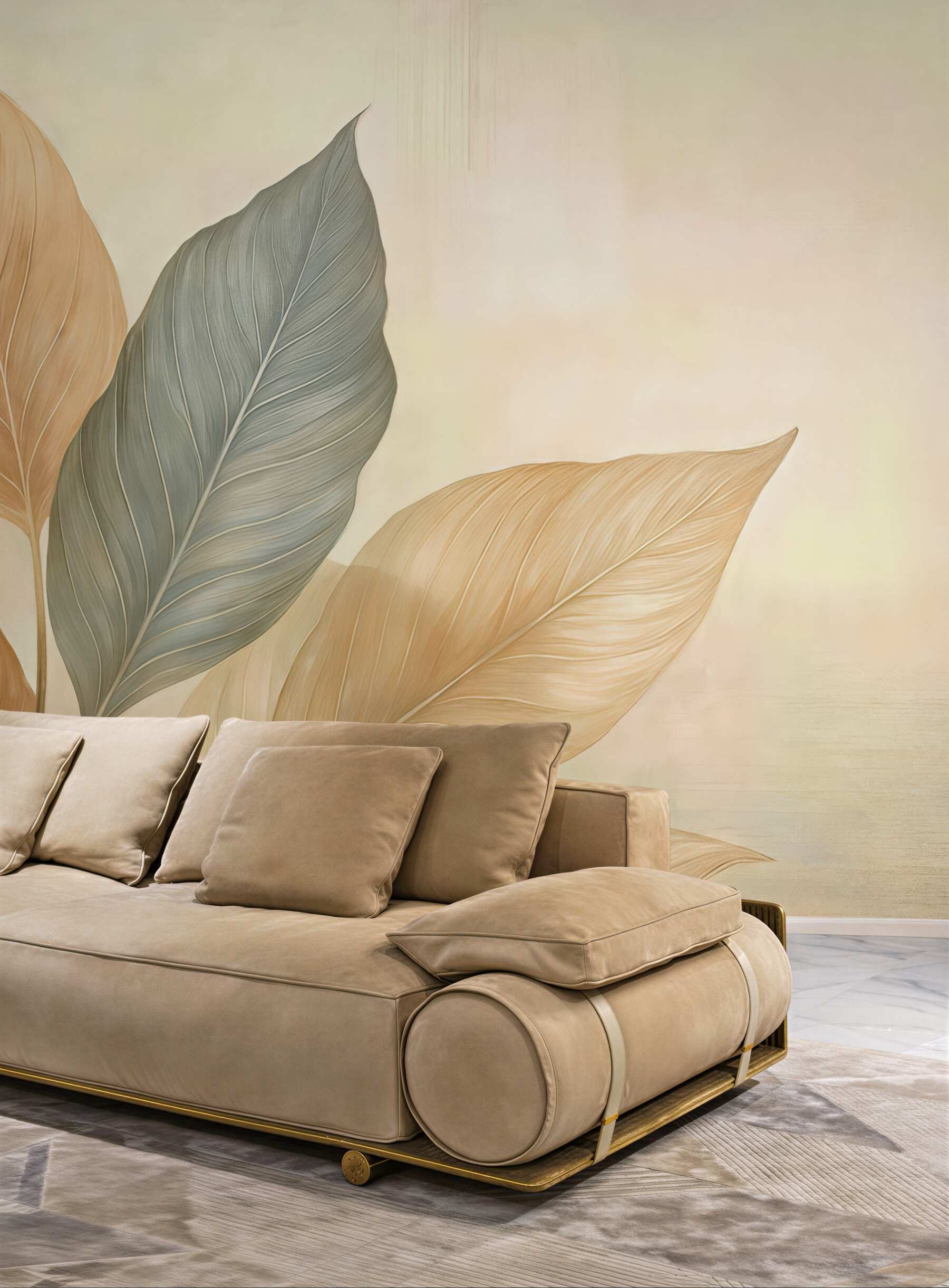 Fototapeta subtelne liście w pastelowym świetle