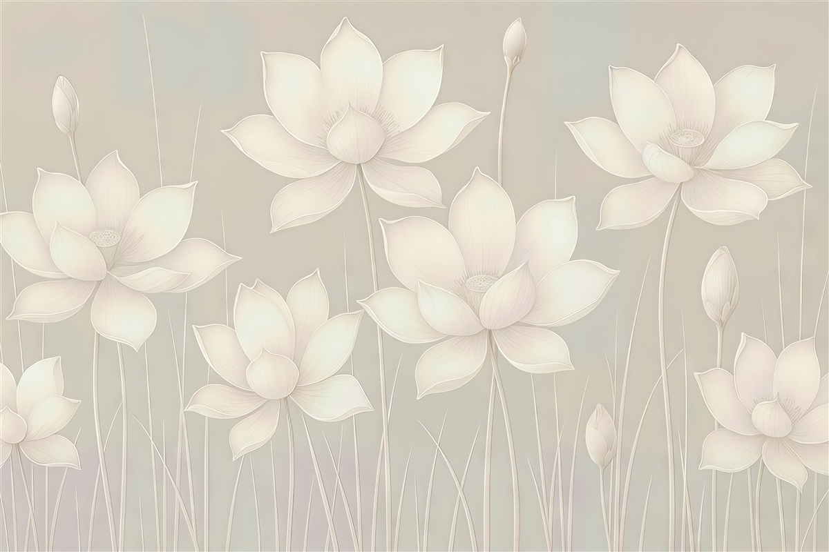 Fototapeta eteryczne lotosy w subtelnej bieli