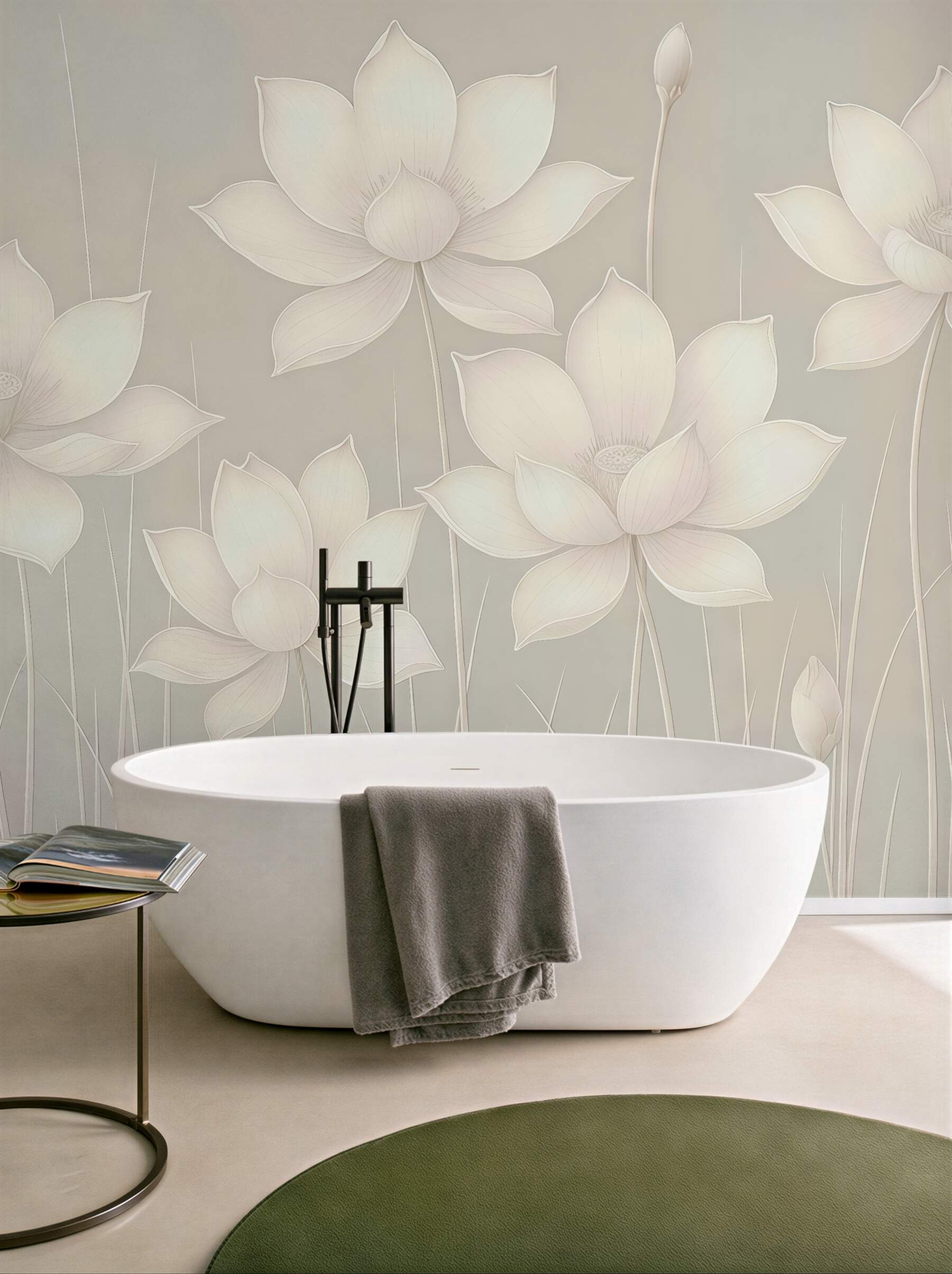 Fototapeta eteryczne lotosy w subtelnej bieli