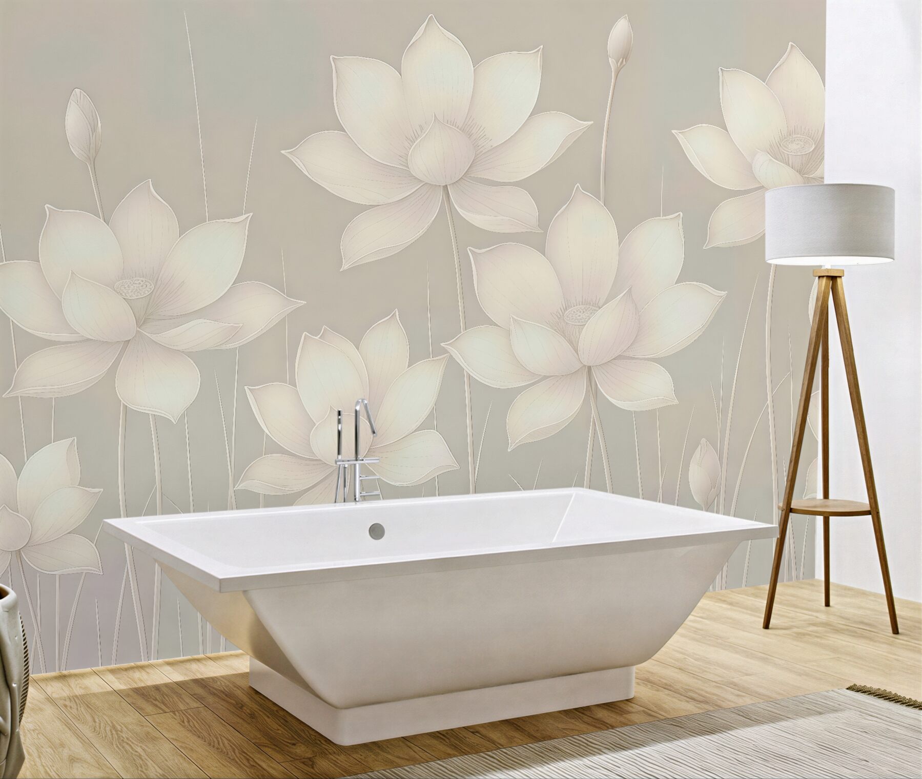 Fototapeta eteryczne lotosy w subtelnej bieli