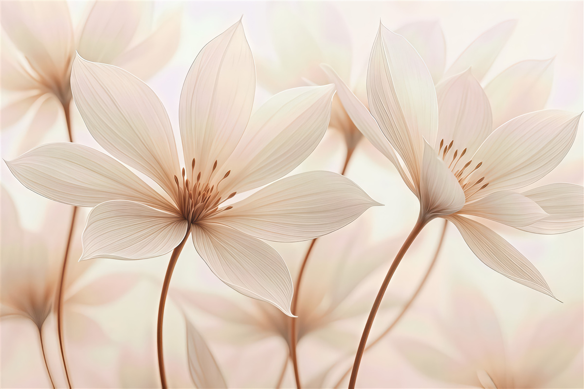 Fototapeta eteryczne kremowe kwiaty w pastelach