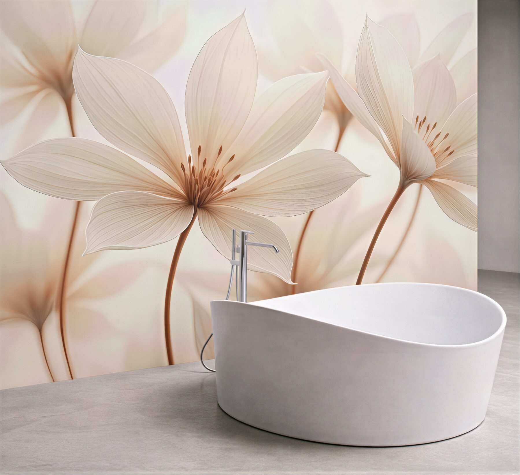 Fototapeta eteryczne kremowe kwiaty w pastelach