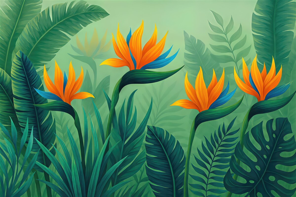 Fototapeta egzotyczne strelicje w tropikalnej dżungli