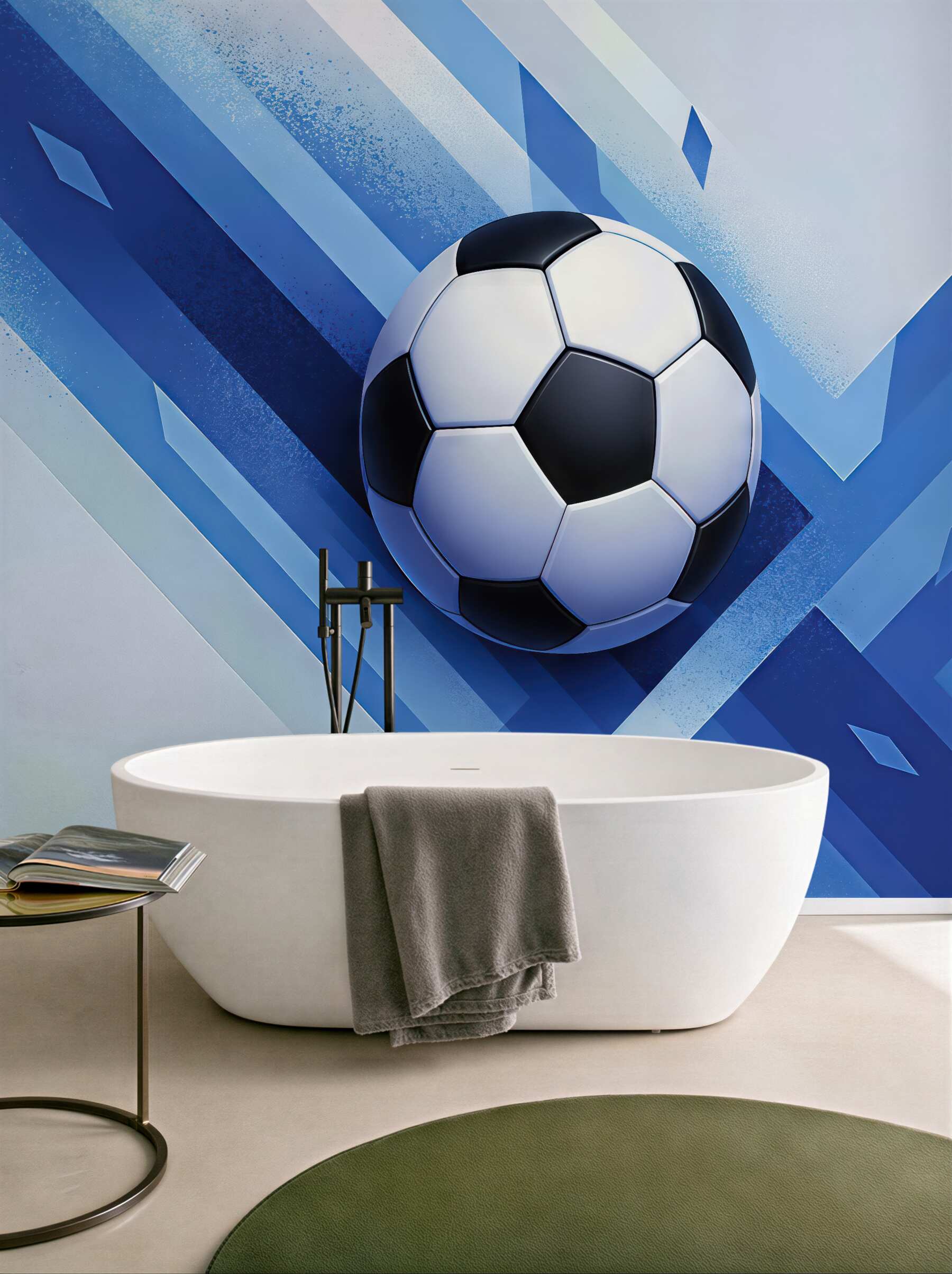 Fototapeta dynamiczna piłka na niebieskim tle