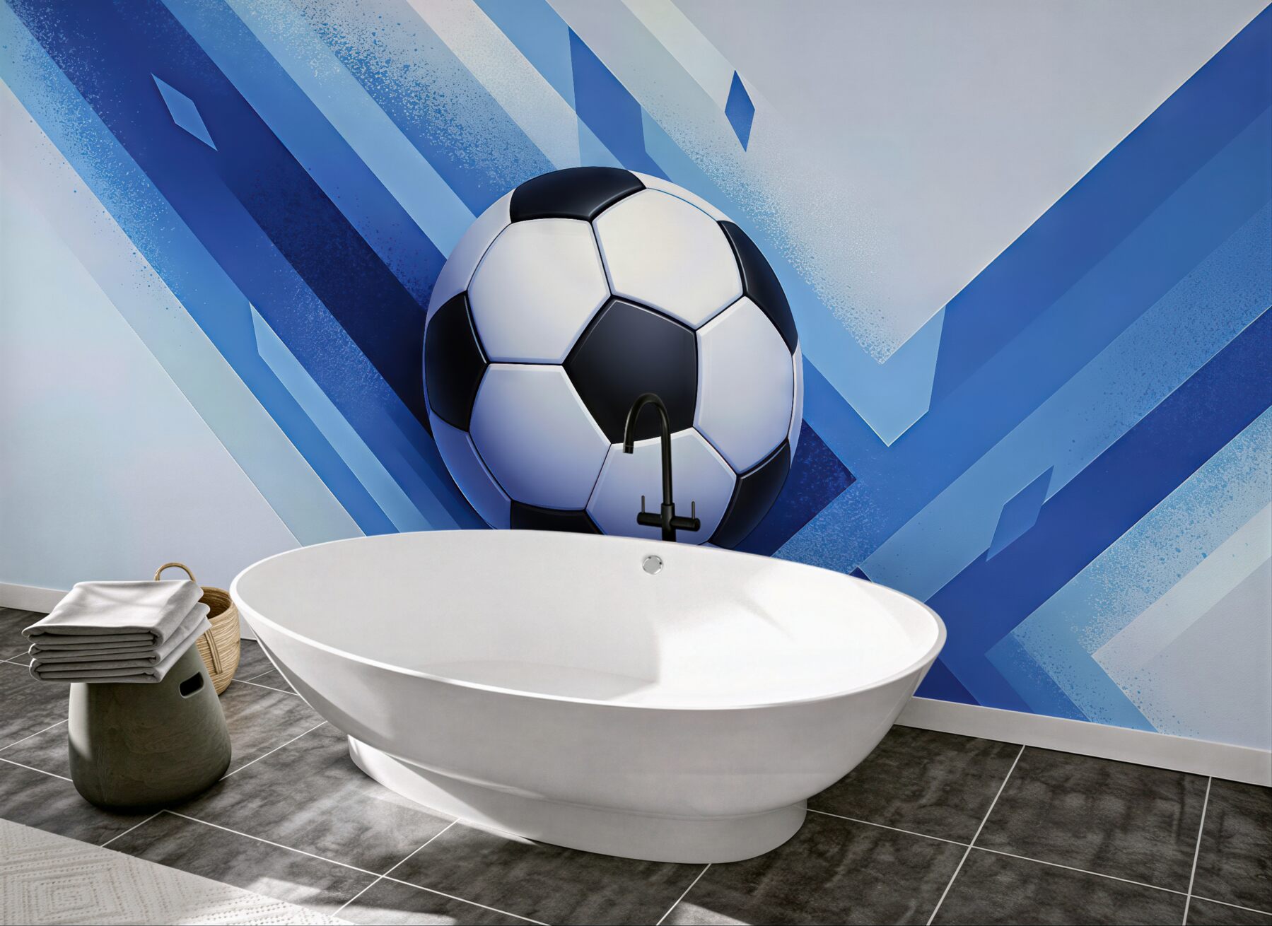 Fototapeta dynamiczna piłka na niebieskim tle