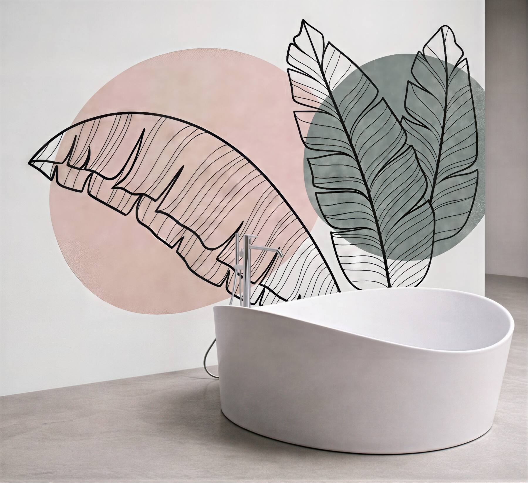 Fototapeta minimalistyczne liście w pastelowych kołach