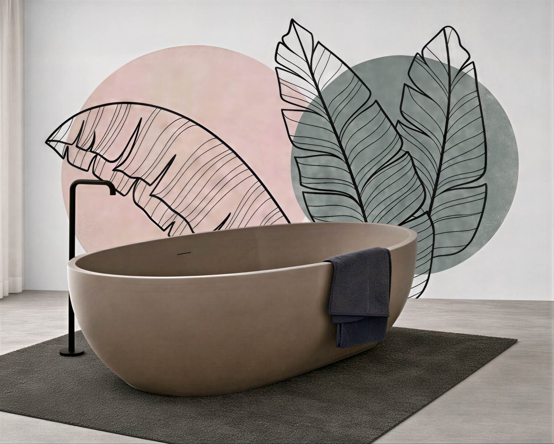 Fototapeta minimalistyczne liście w pastelowych kołach