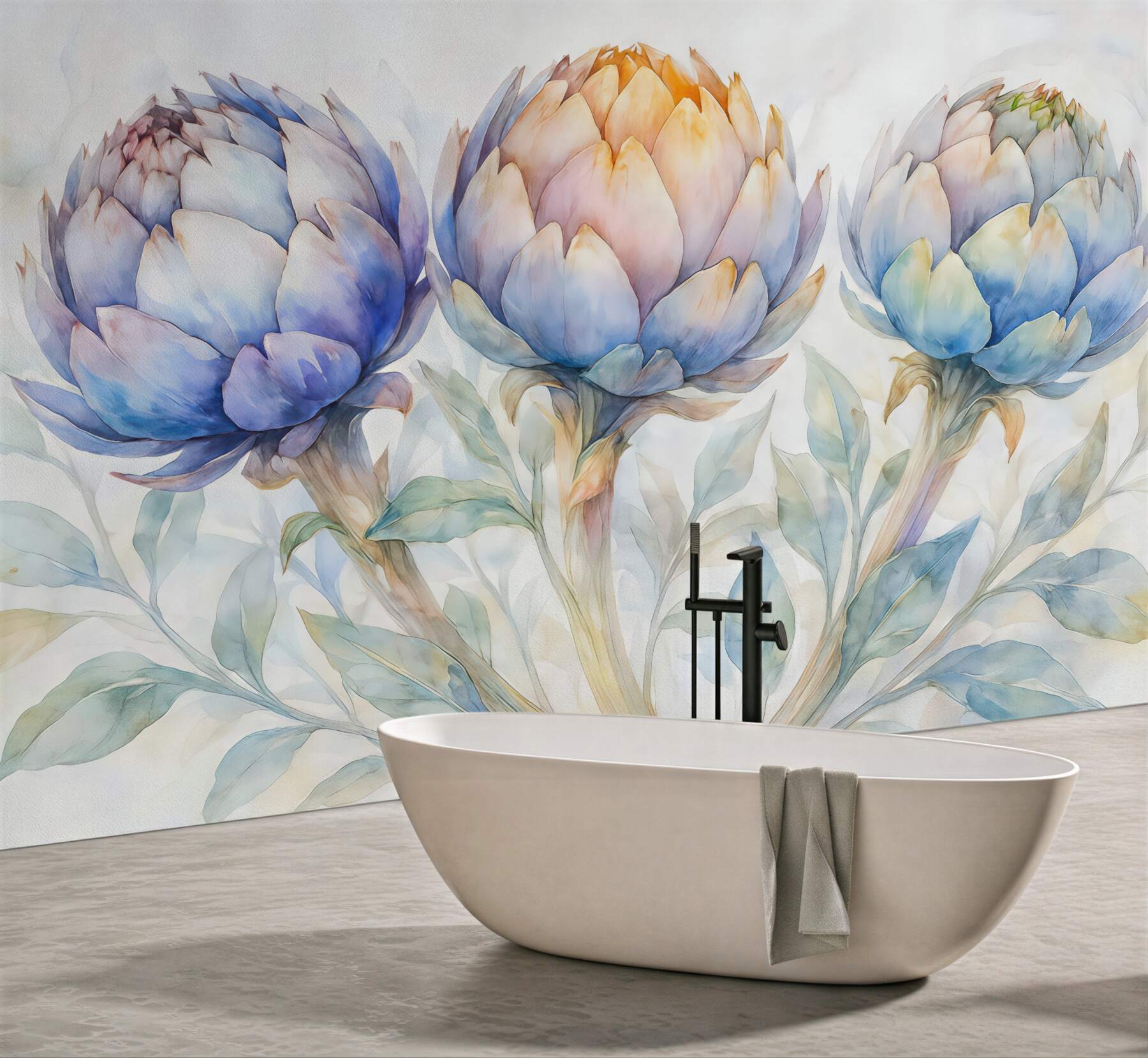 Fototapeta błękitne karczochy w jasnym blasku