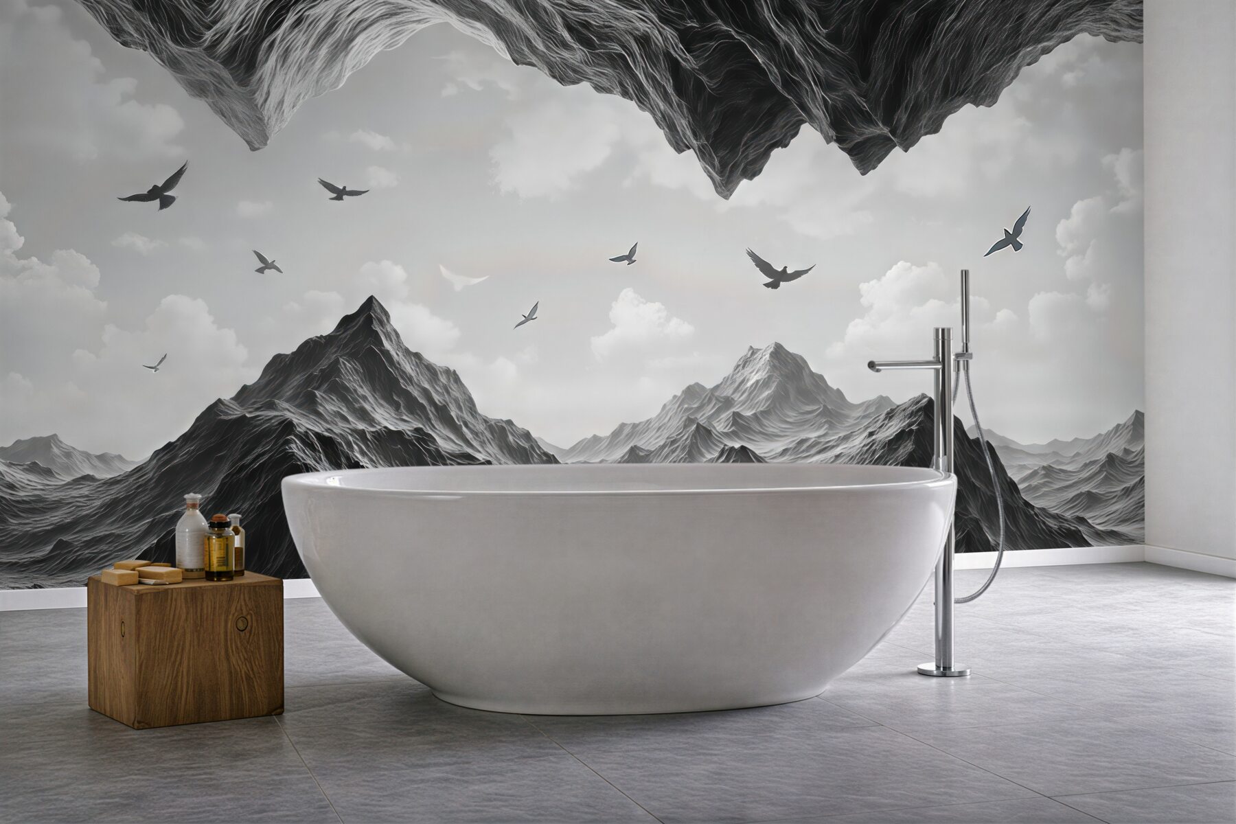 Fototapeta mroczne góry pod ptasią wolnością