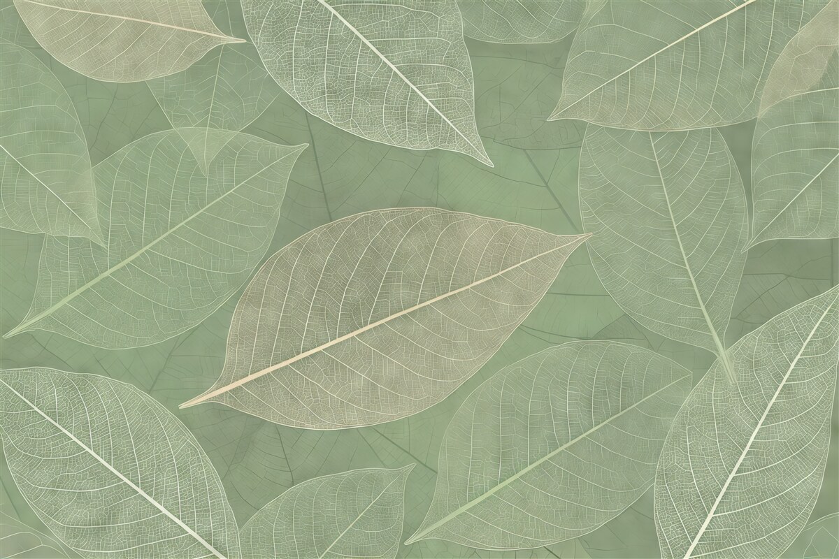 Fototapeta zbliżenie liści z nerwami w jasnych odcieniach zieleni