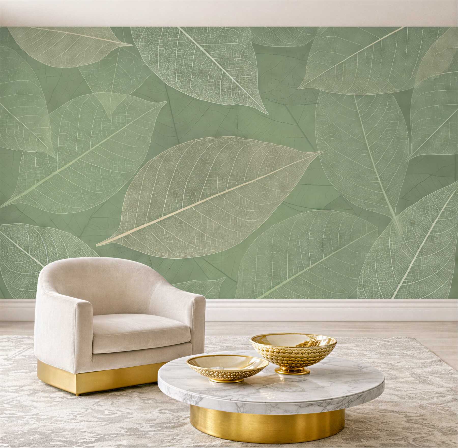 Fototapeta zbliżenie liści z nerwami w jasnych odcieniach zieleni