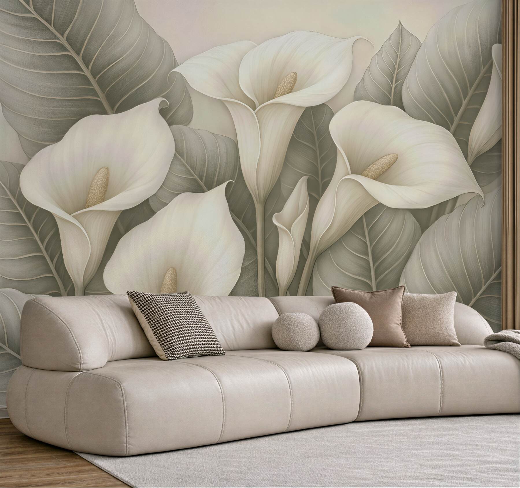 Fototapeta lilie kalie na tle liści