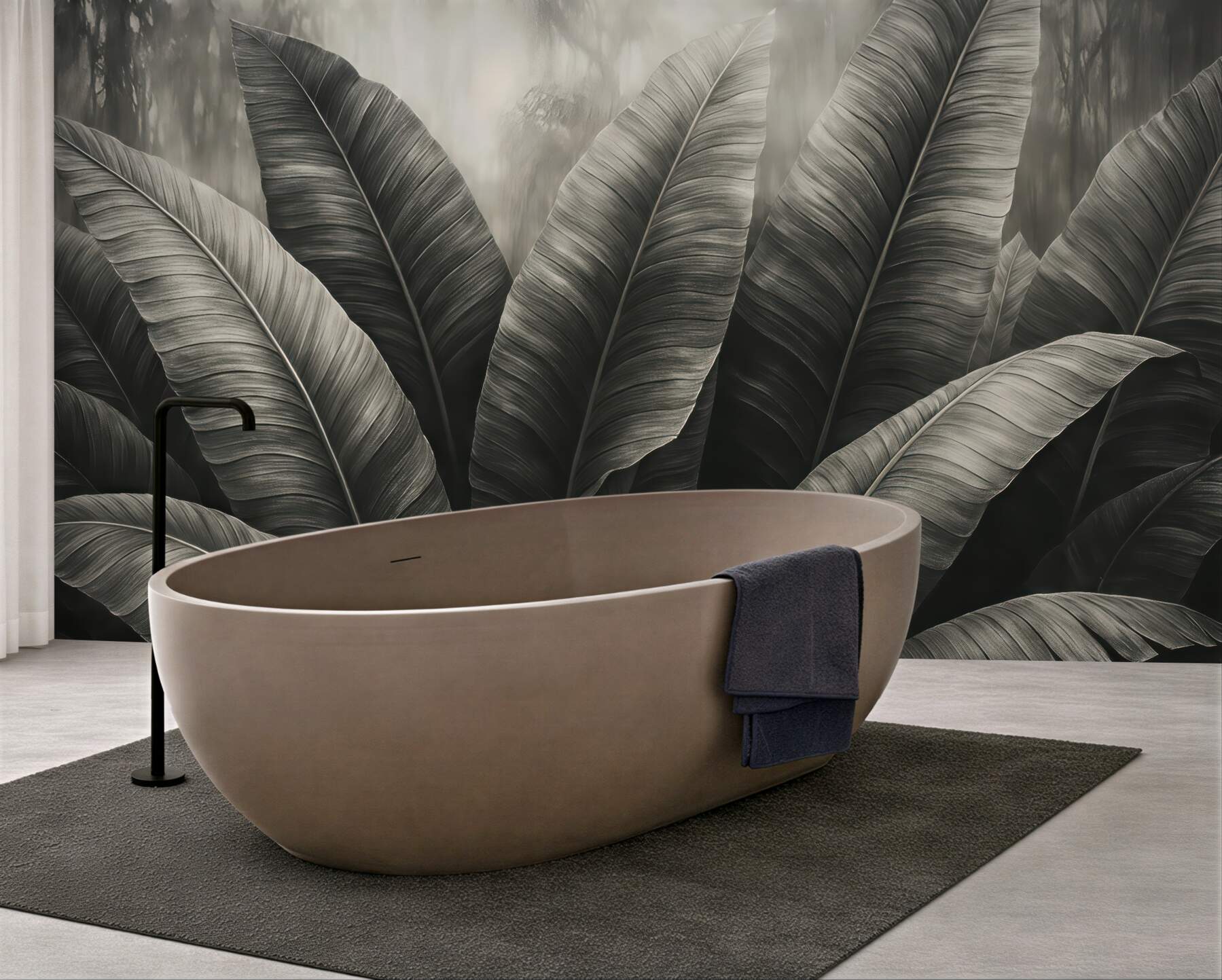 Fototapeta ciemne liście tropikalne we mgle