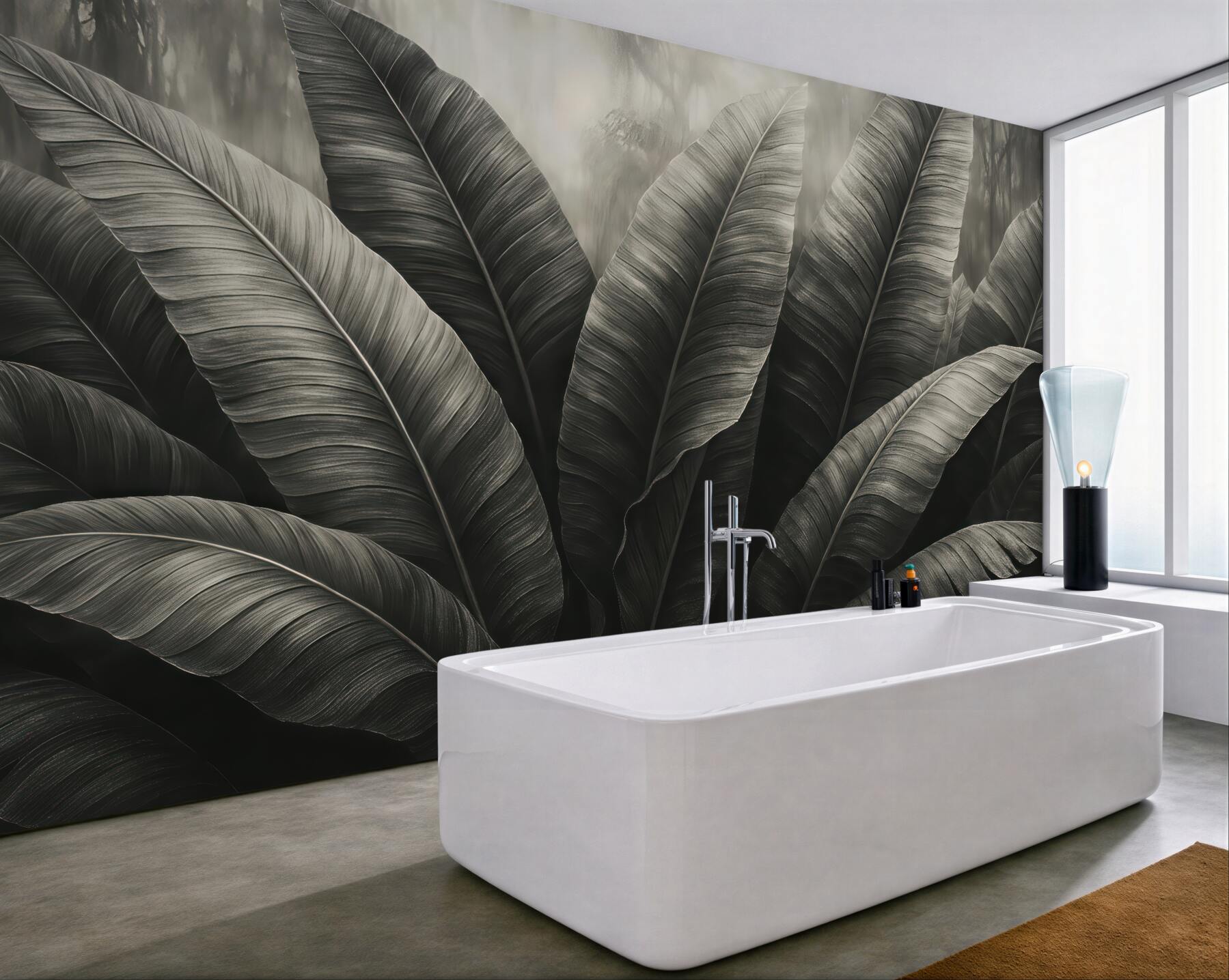 Fototapeta ciemne liście tropikalne we mgle