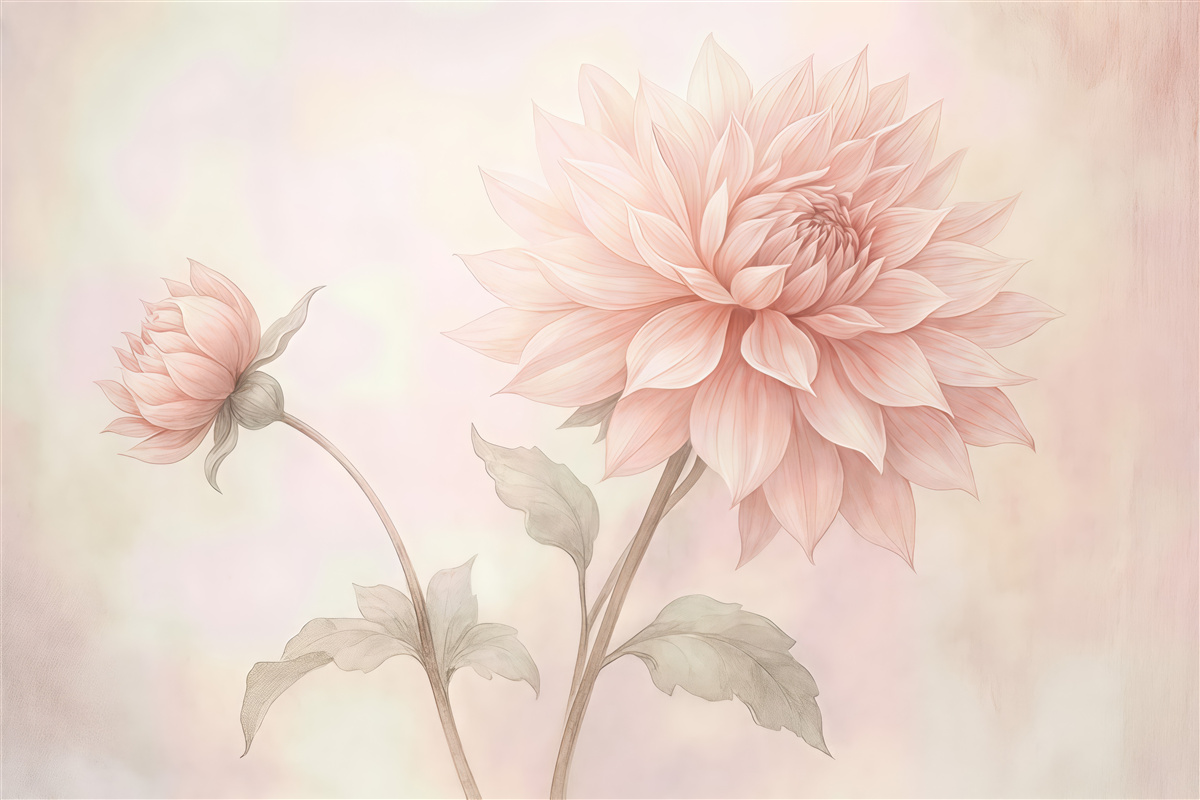 Fototapeta pudrowa dalia w pastelowej lekkości