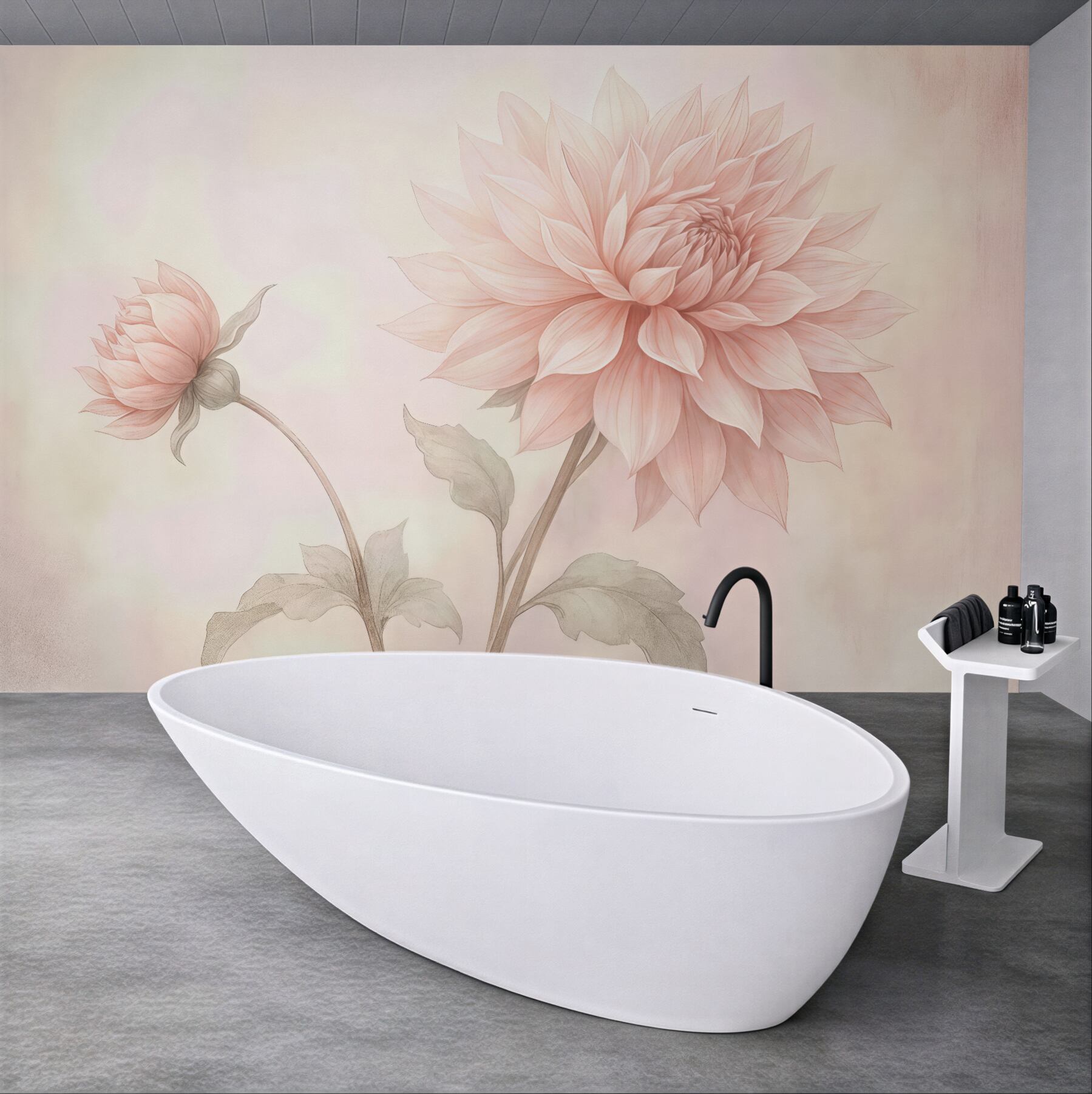 Fototapeta pudrowa dalia w pastelowej lekkości