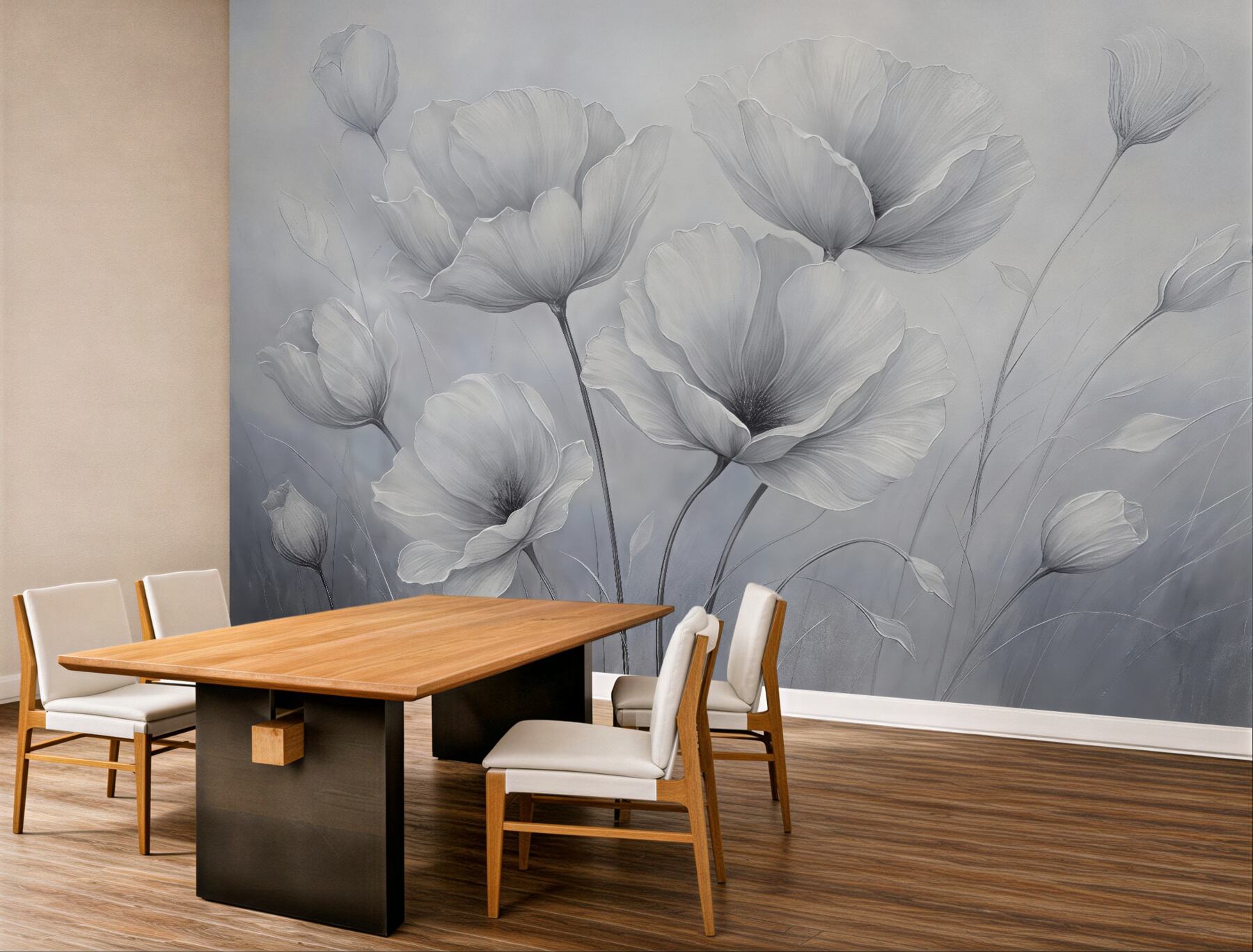 Fototapeta Kwiaty na ścianie w stylu punkowym.