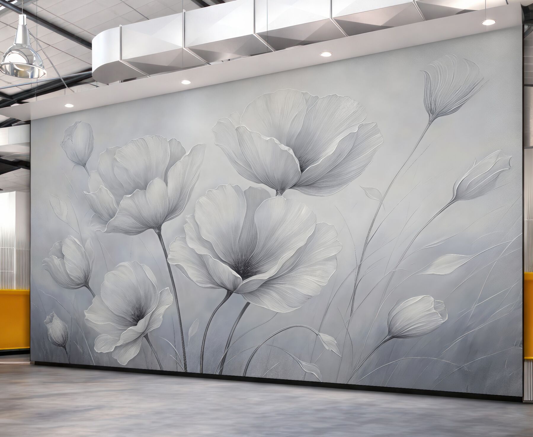 Fototapeta Kwiaty na ścianie w stylu punkowym.