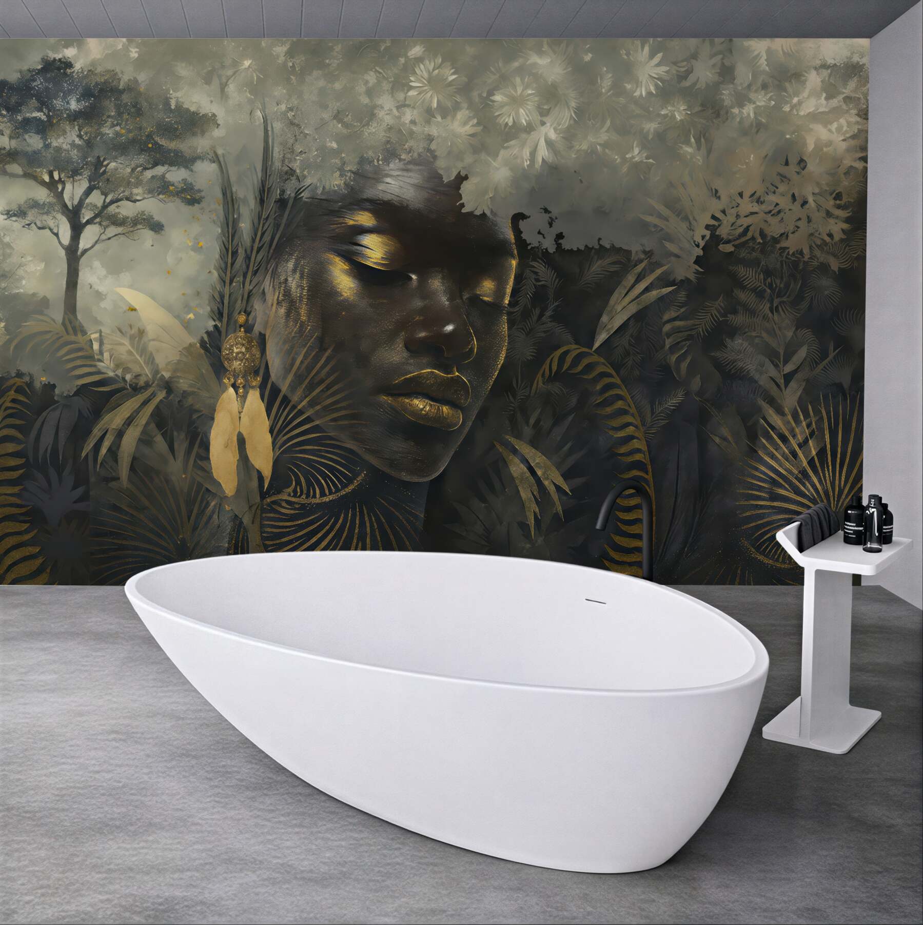 Fototapeta egzotyczny portret w złotej dżungli