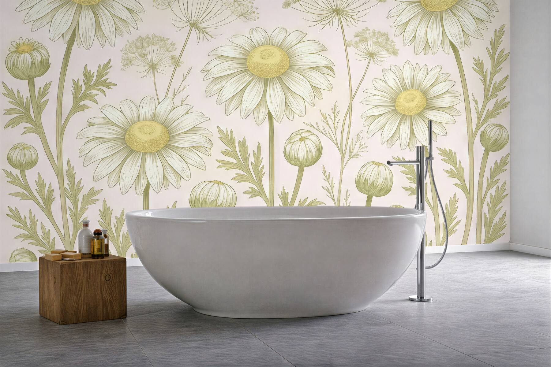 Fototapeta pastelowe margaretki w botanicznym stylu