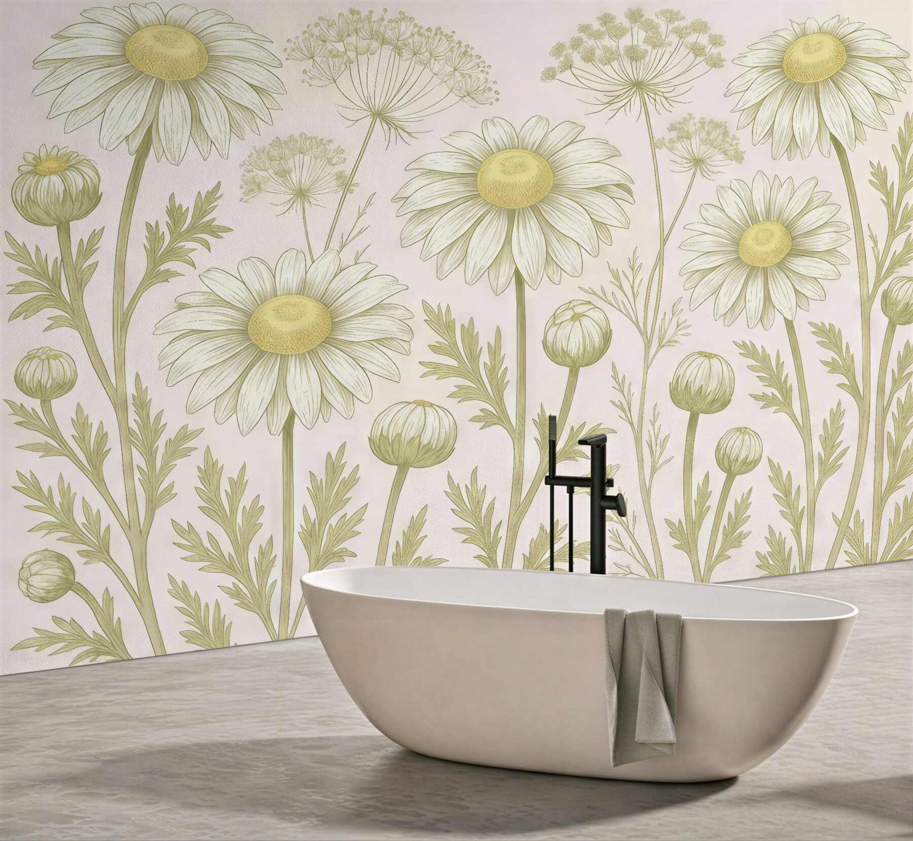 Fototapeta pastelowe margaretki w botanicznym stylu