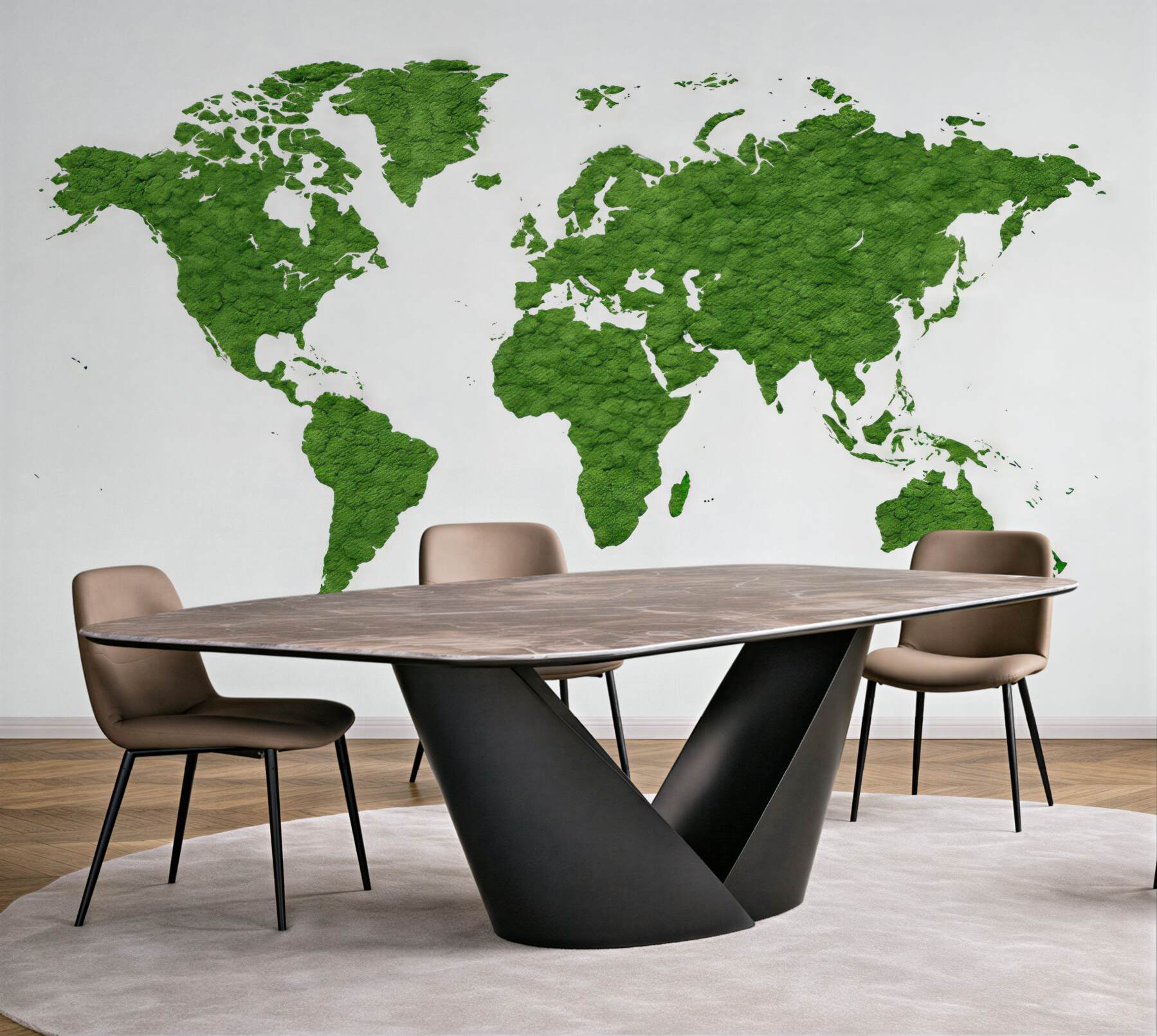 Fototapeta Mapa globu z mchem, przyroda, zielona gama kolorów.