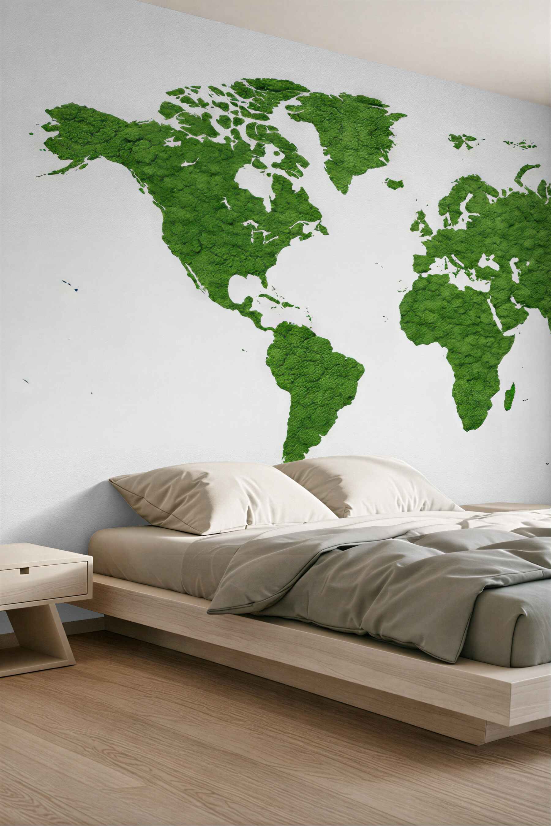 Fototapeta Mapa globu z mchem, przyroda, zielona gama kolorów.