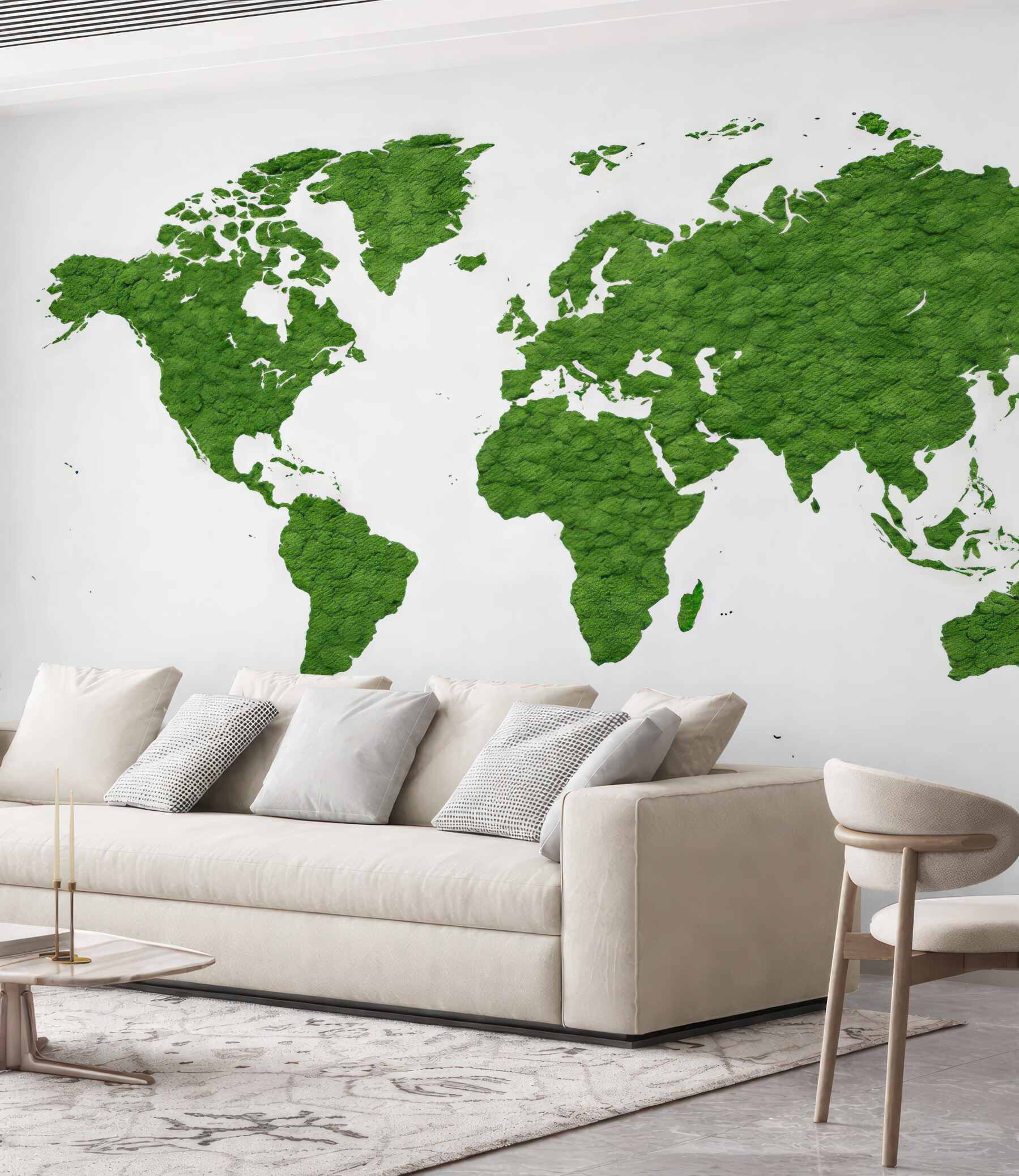 Fototapeta Mapa globu z mchem, przyroda, zielona gama kolorów.
