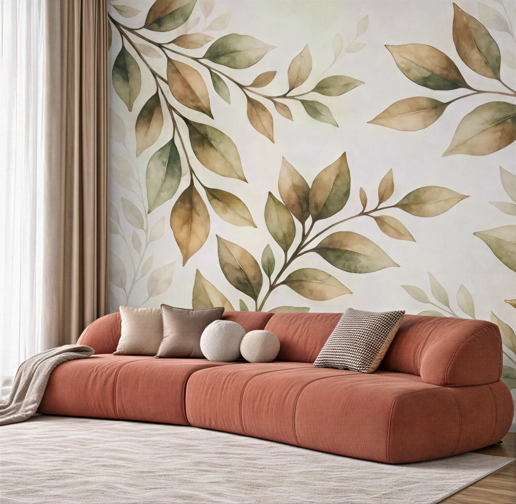 Fototapeta wielkie gałęzie z brązowymi liśćmi