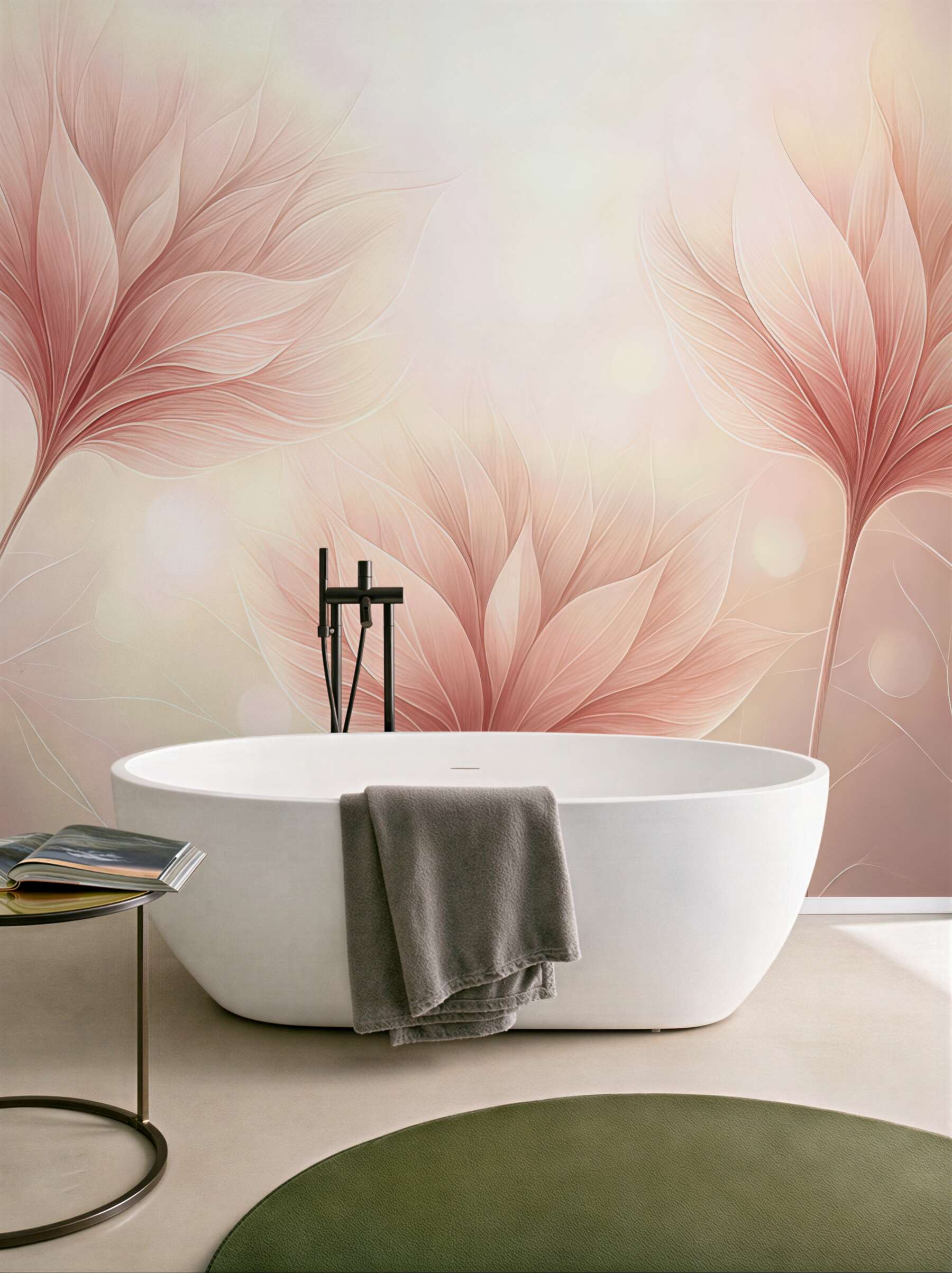 Fototapeta pudrowe liście w eterycznym blasku