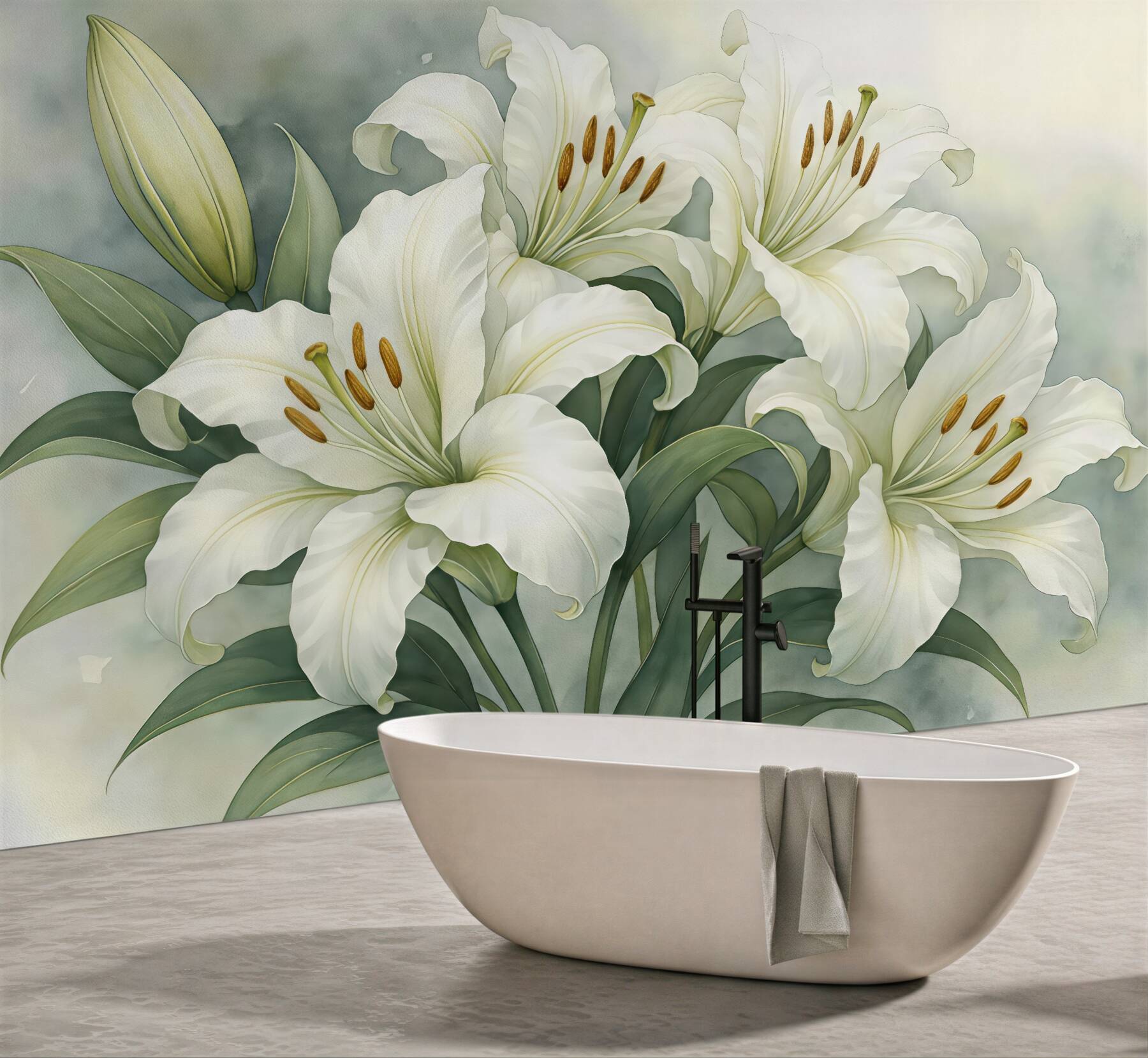 Fototapeta białe lilie w subtelnym blasku
