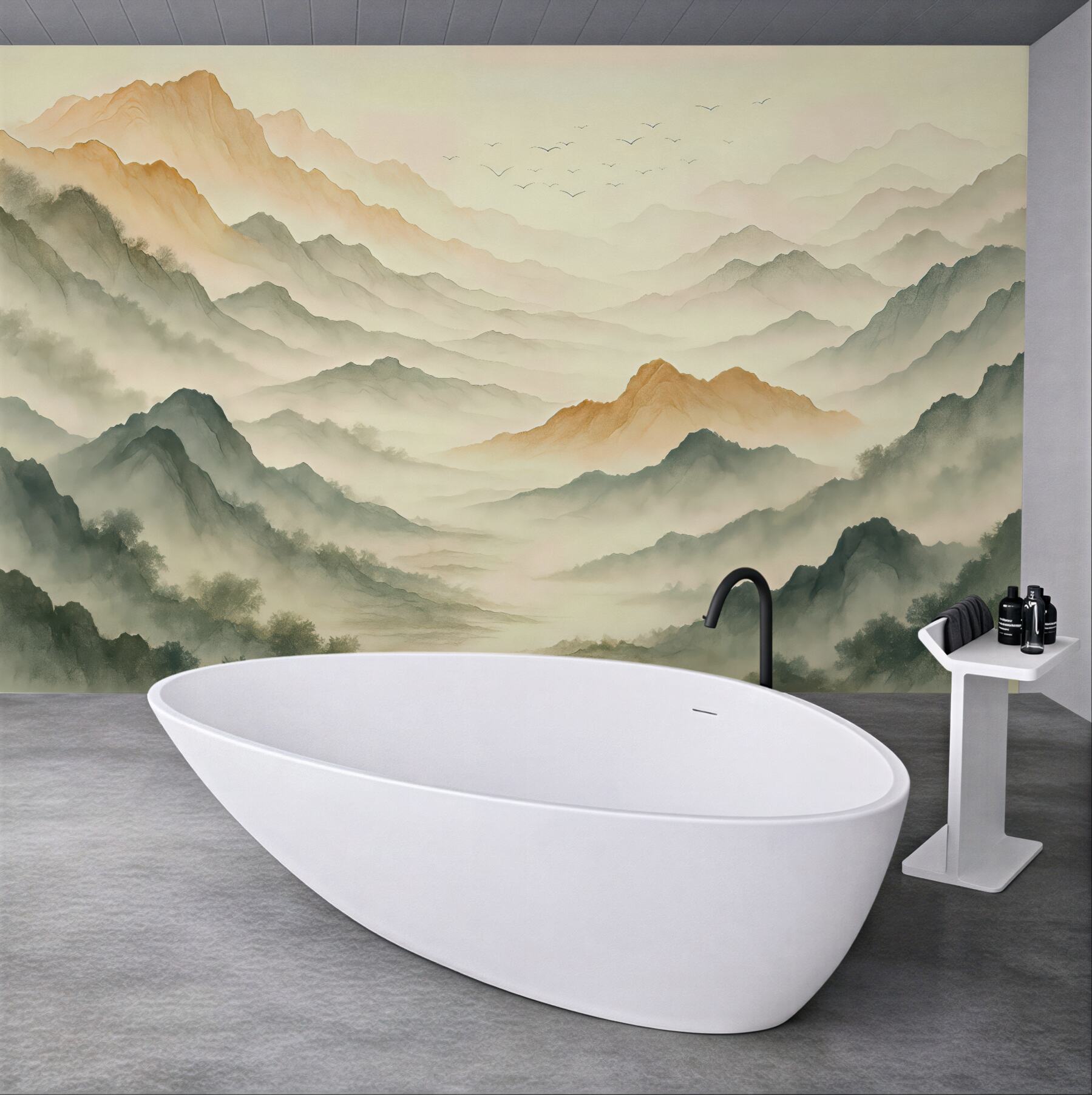 Fototapeta mglisty górski pejzaż zen