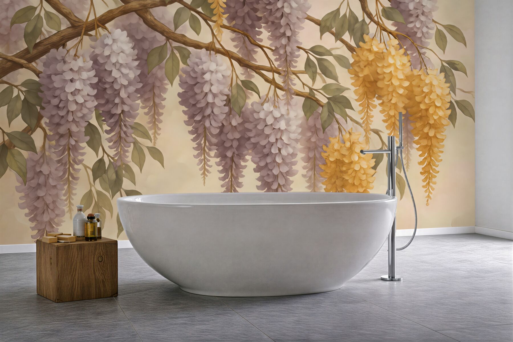 Fototapeta romantyczna glicynia w pastelowych tonach