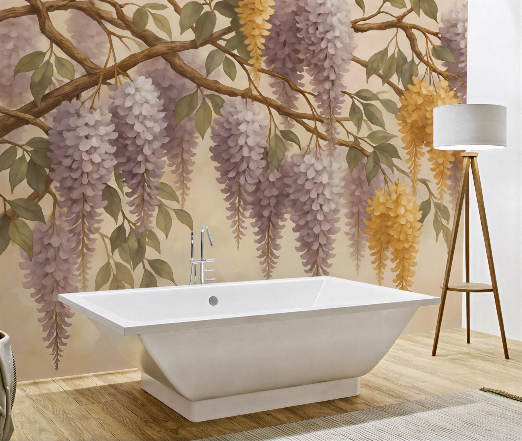 Fototapeta romantyczna glicynia w pastelowych tonach