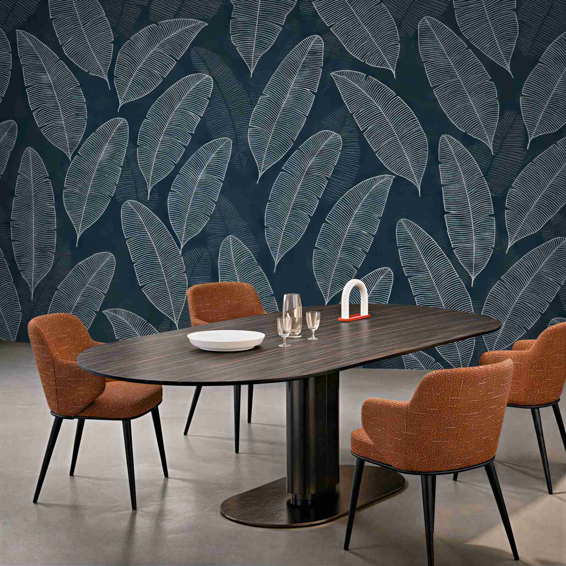 Fototapeta Abstrakcyjny liść banana w zimnych tonacjach.