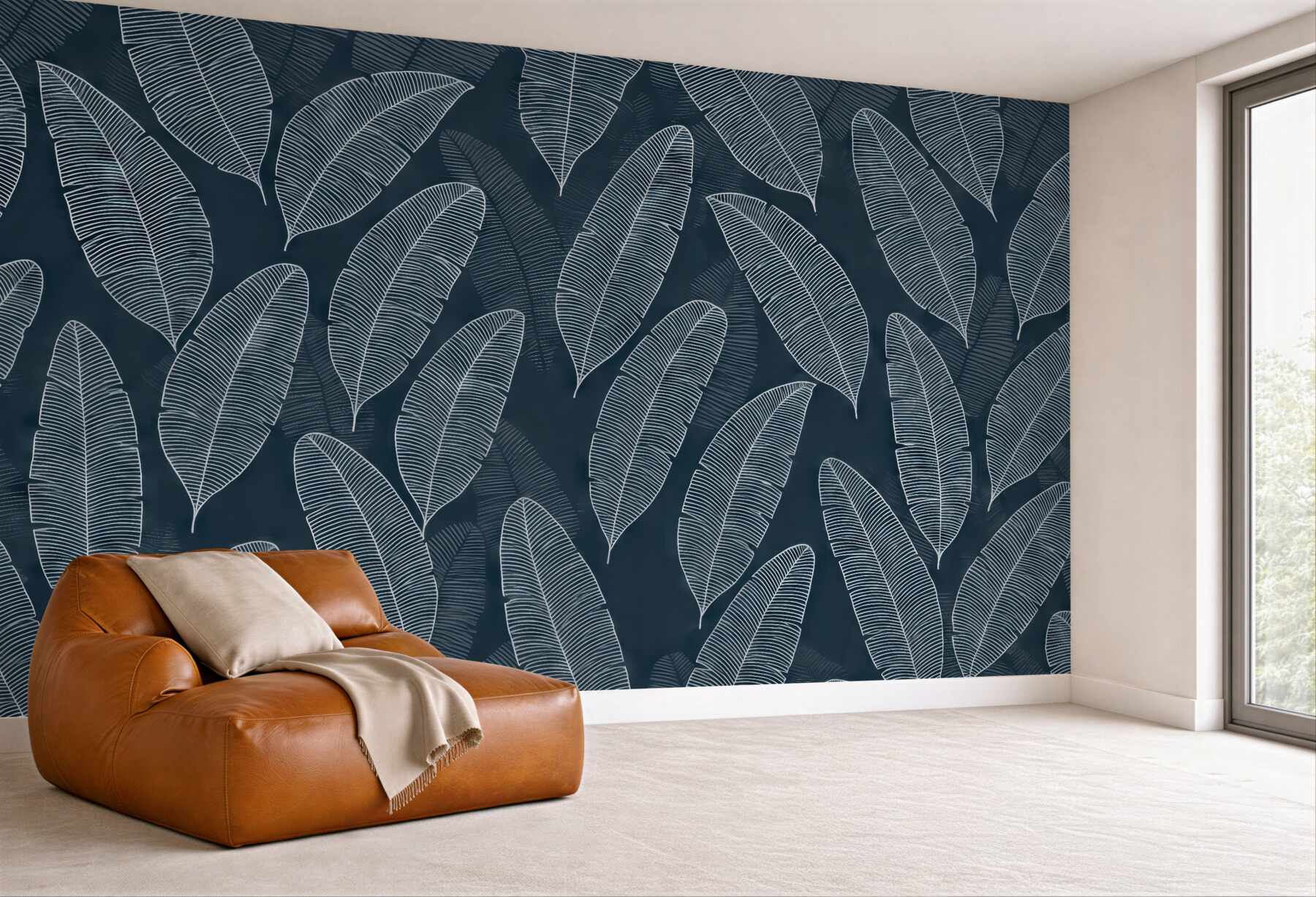 Fototapeta Abstrakcyjny liść banana w zimnych tonacjach.