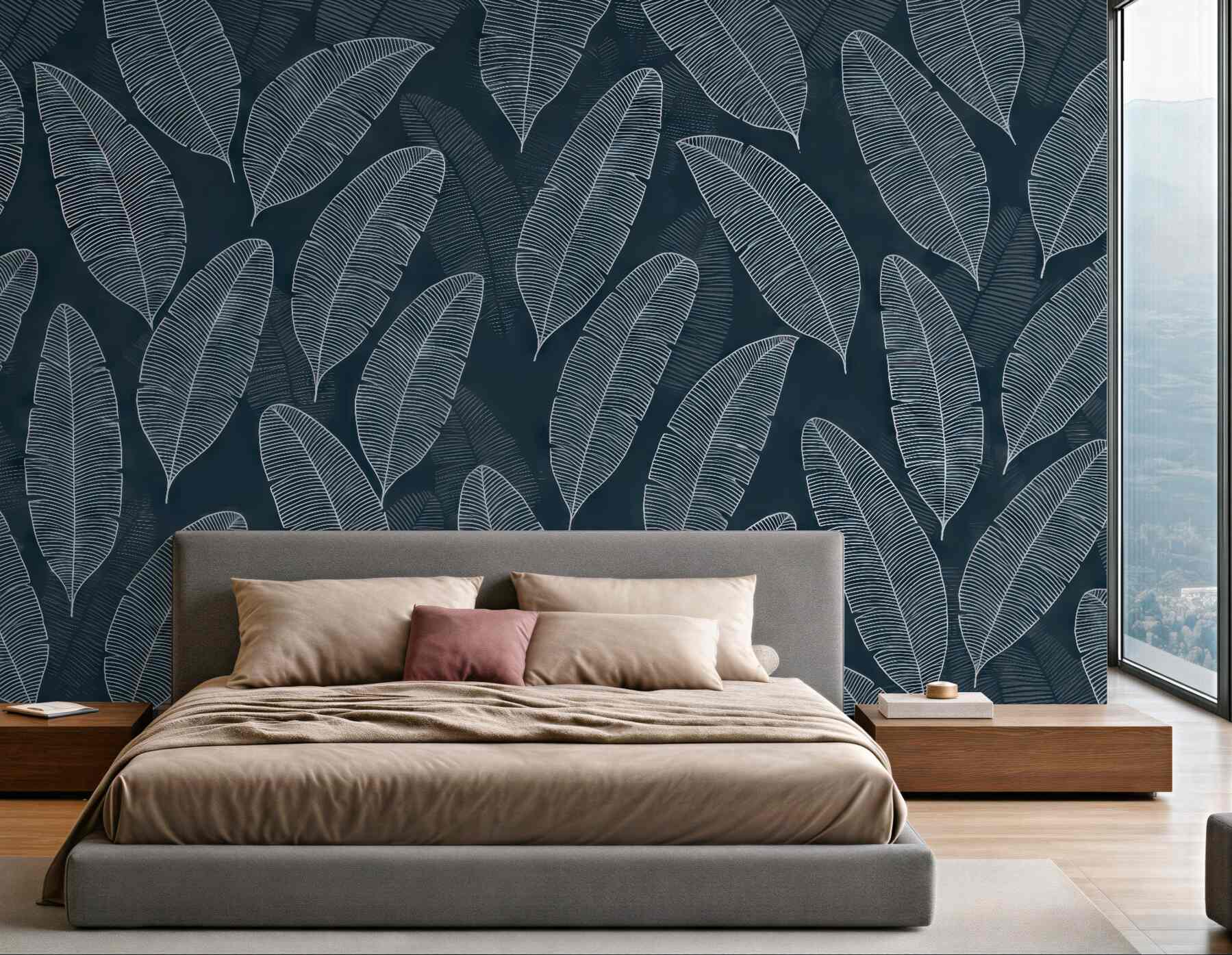 Fototapeta Abstrakcyjny liść banana w zimnych tonacjach.