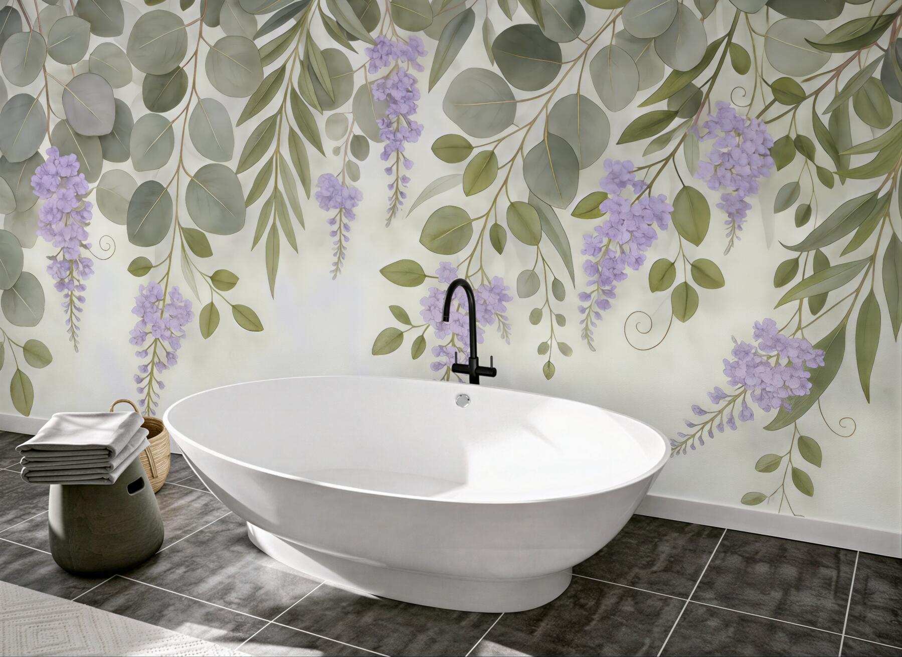 Fototapeta eukaliptus i glicynia w pastelach