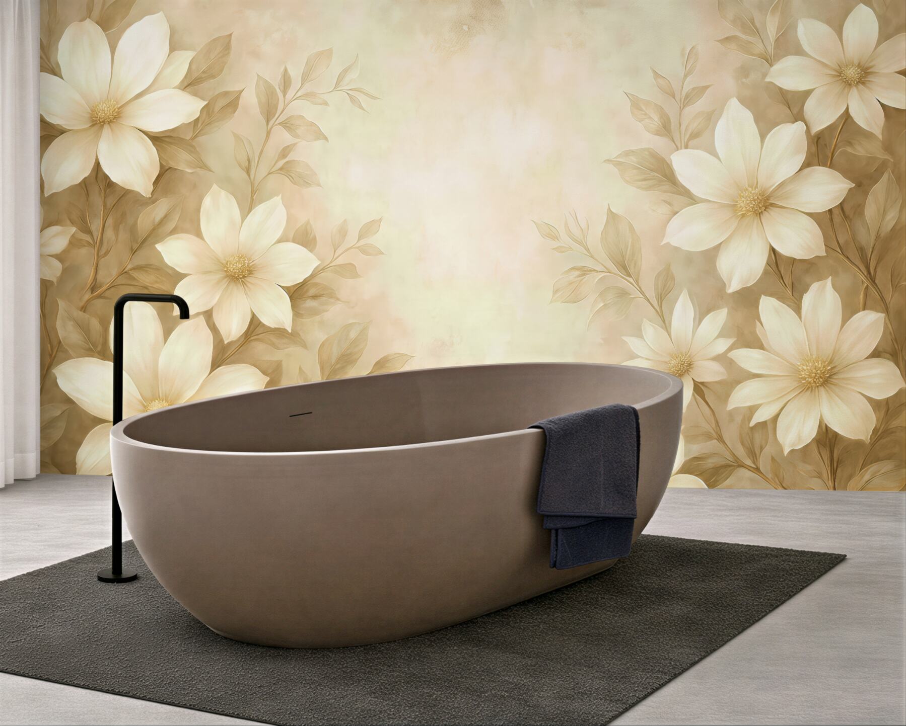 Fototapeta kremowe kwiaty w złotej harmonii