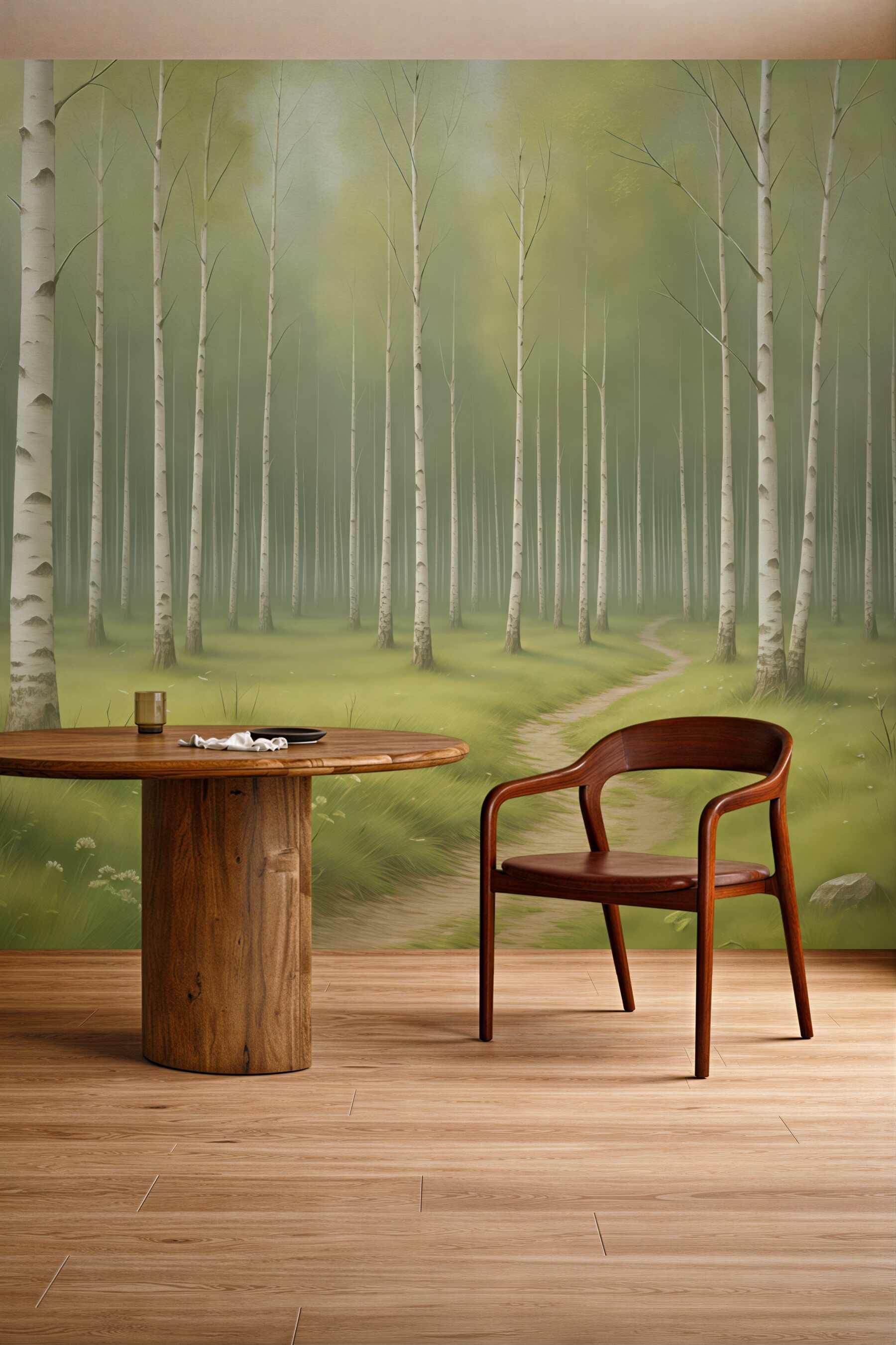 Fototapeta Zamalowany brzozowy gaj.