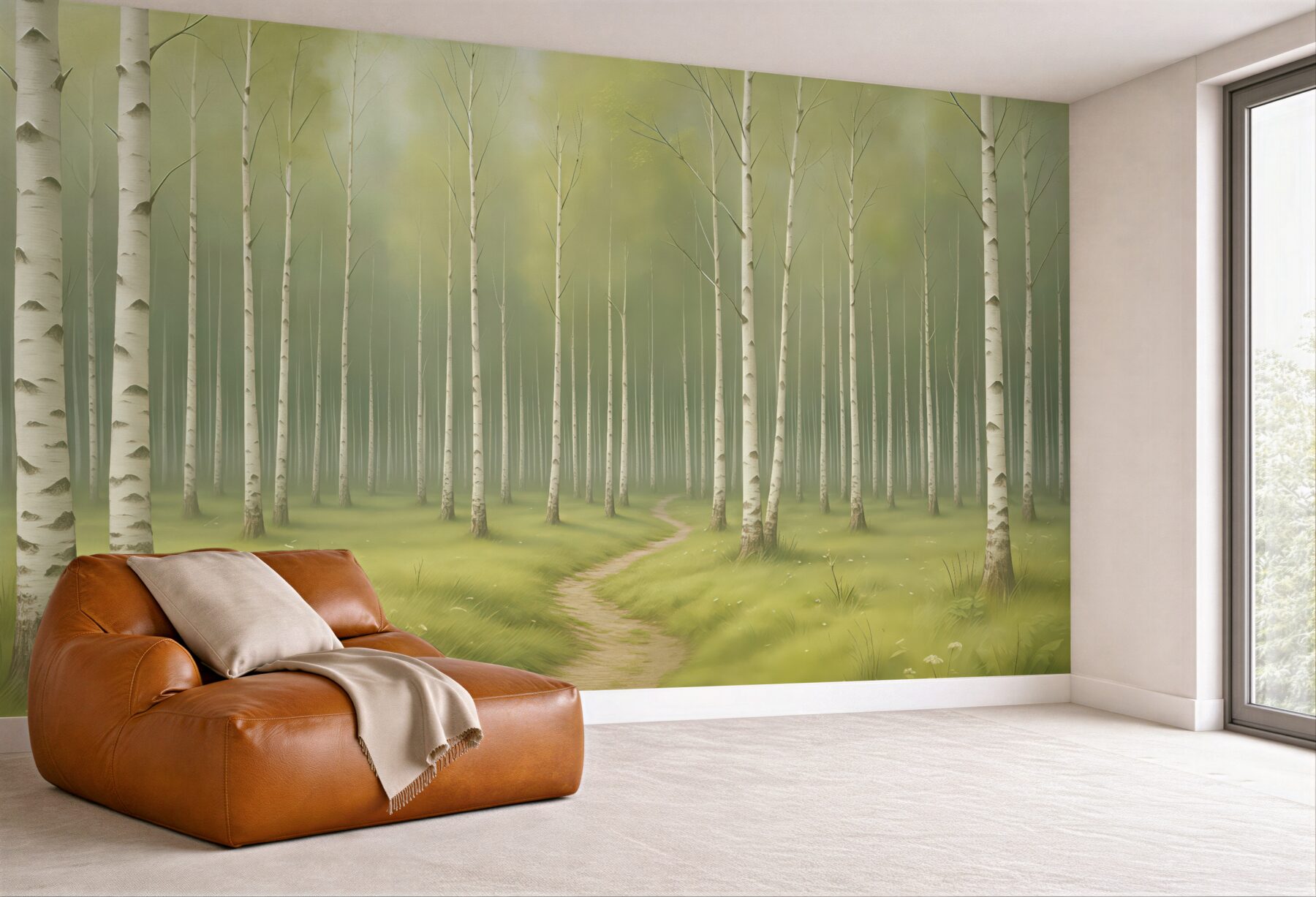 Fototapeta Zamalowany brzozowy gaj.