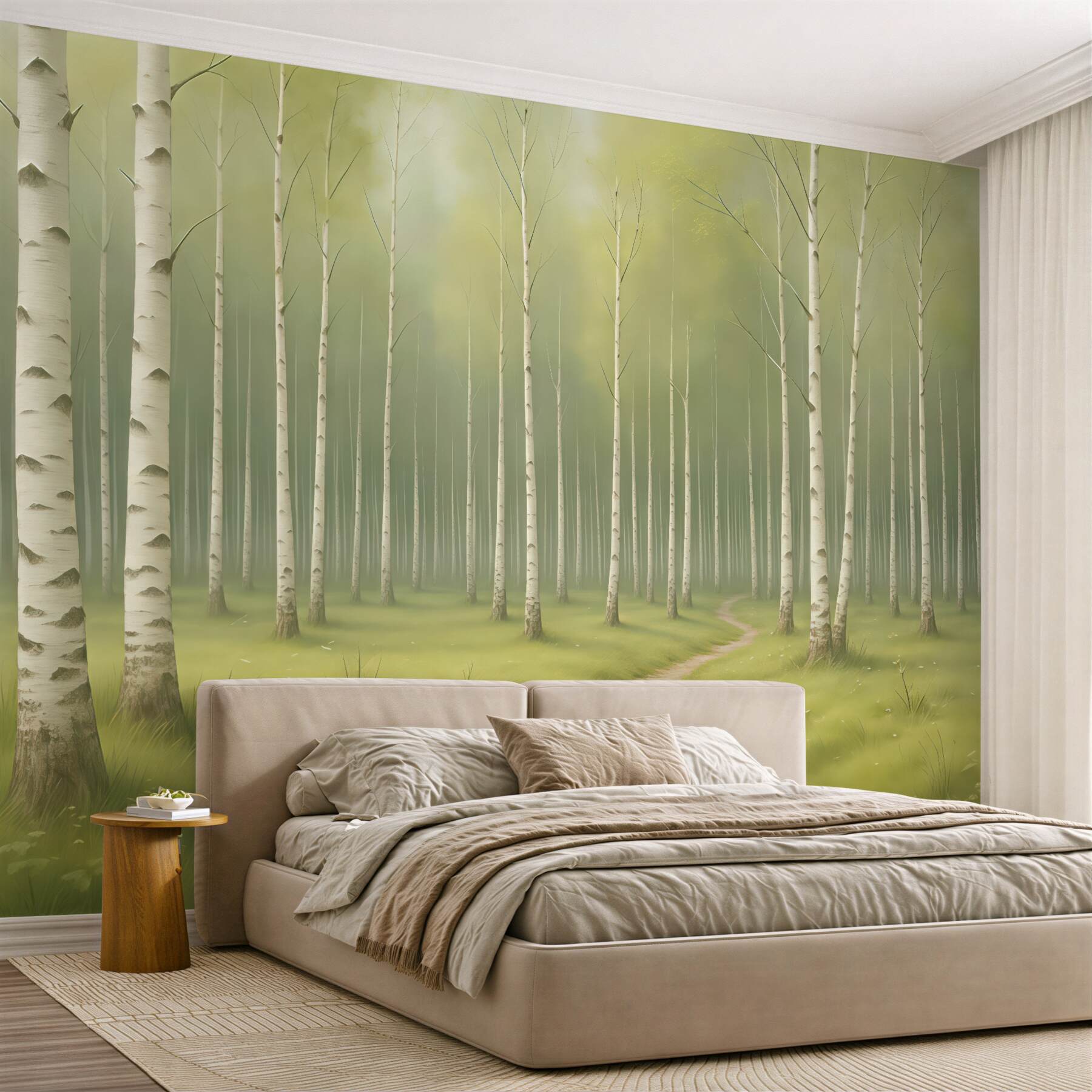 Fototapeta Zamalowany brzozowy gaj.