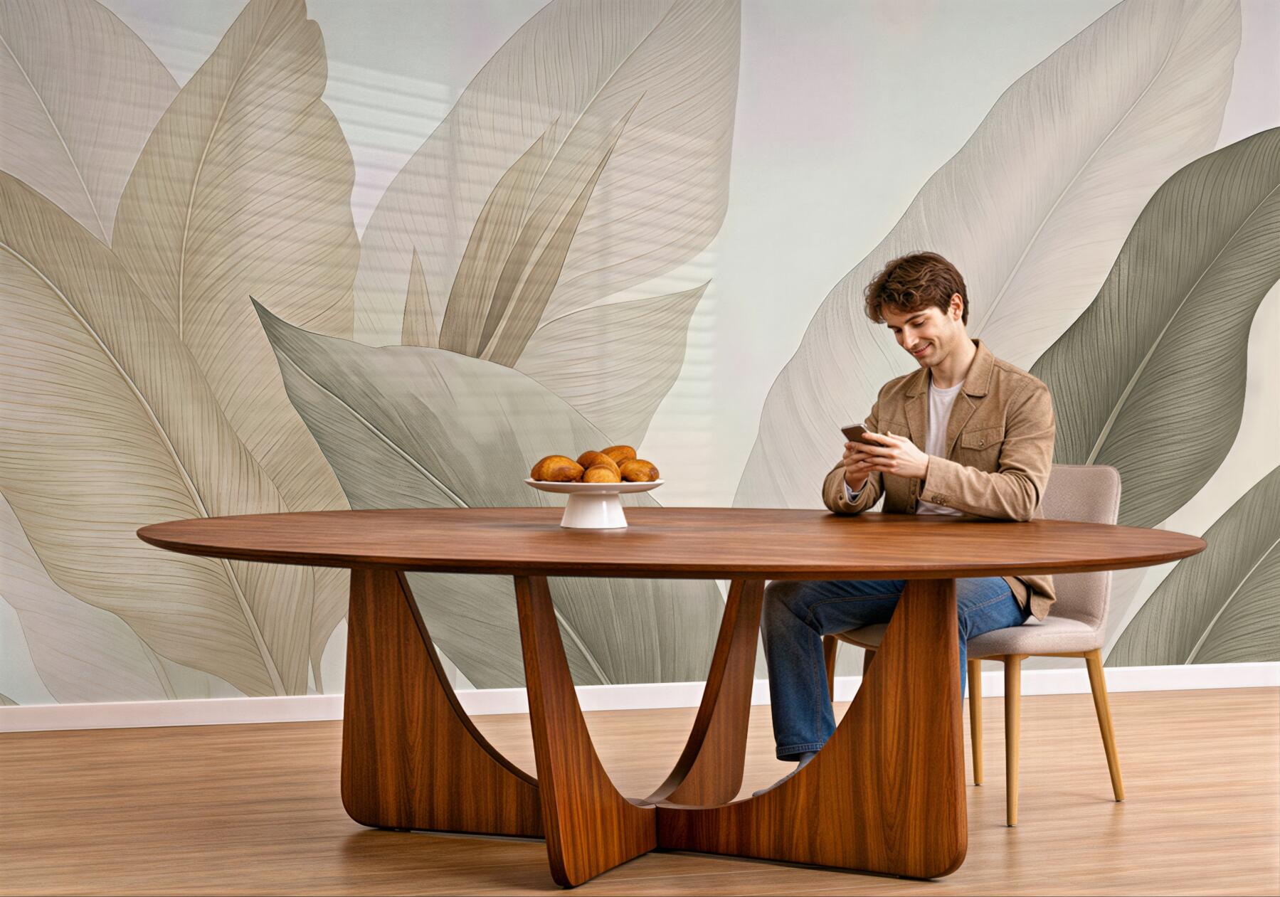 Fototapeta pastelowe liście w eleganckim stylu