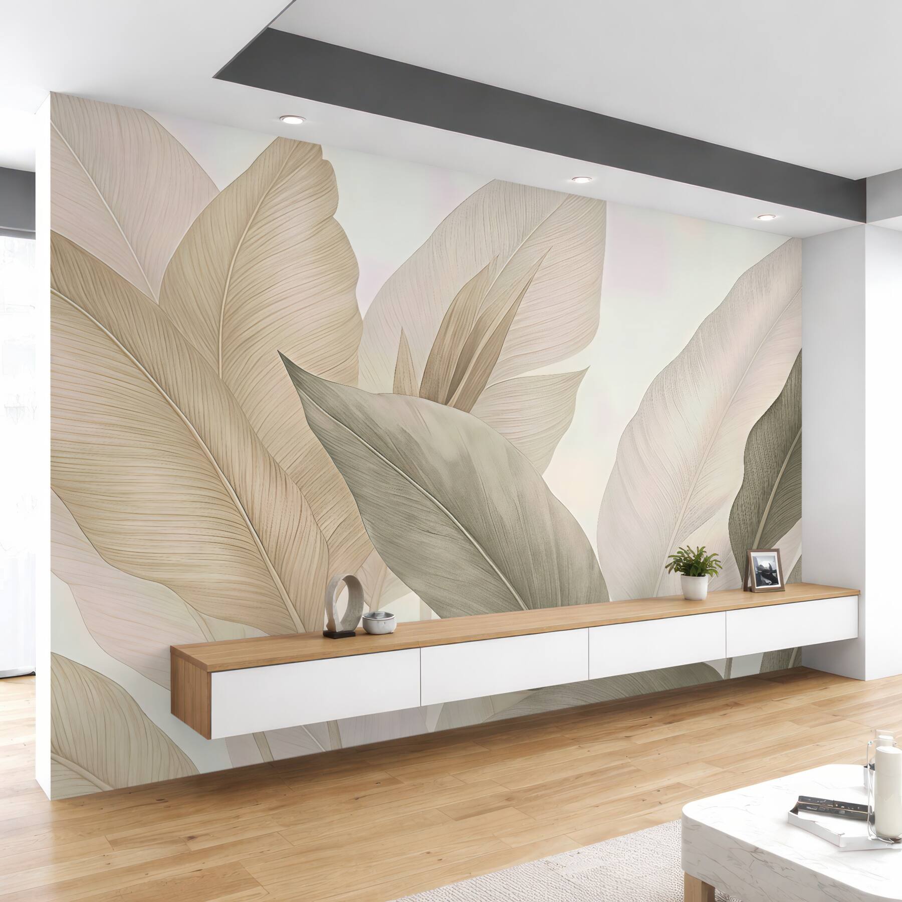 Fototapeta pastelowe liście w eleganckim stylu