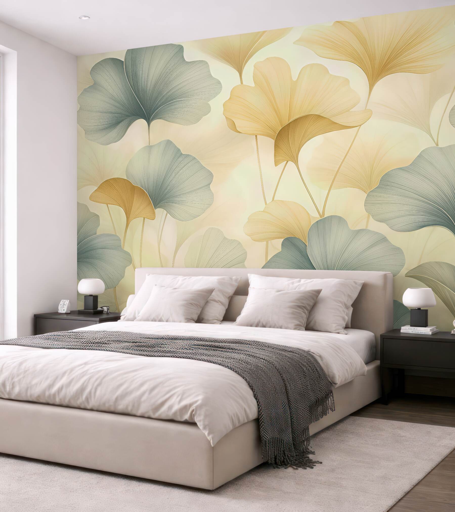 Fototapeta złote liście miłorzębu w blasku